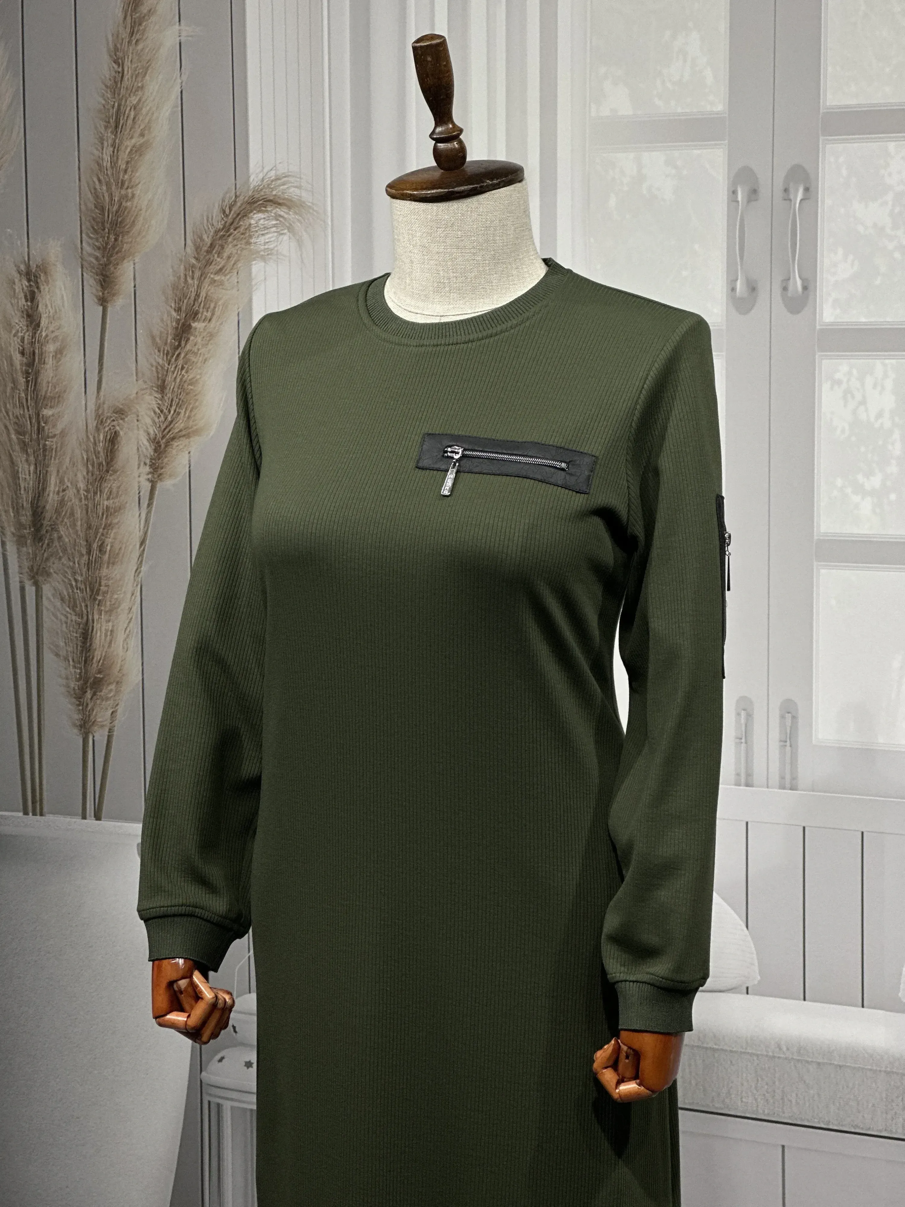 HESNA 8191 ELBİSE - HAKİ - (Asorti: 3-6)