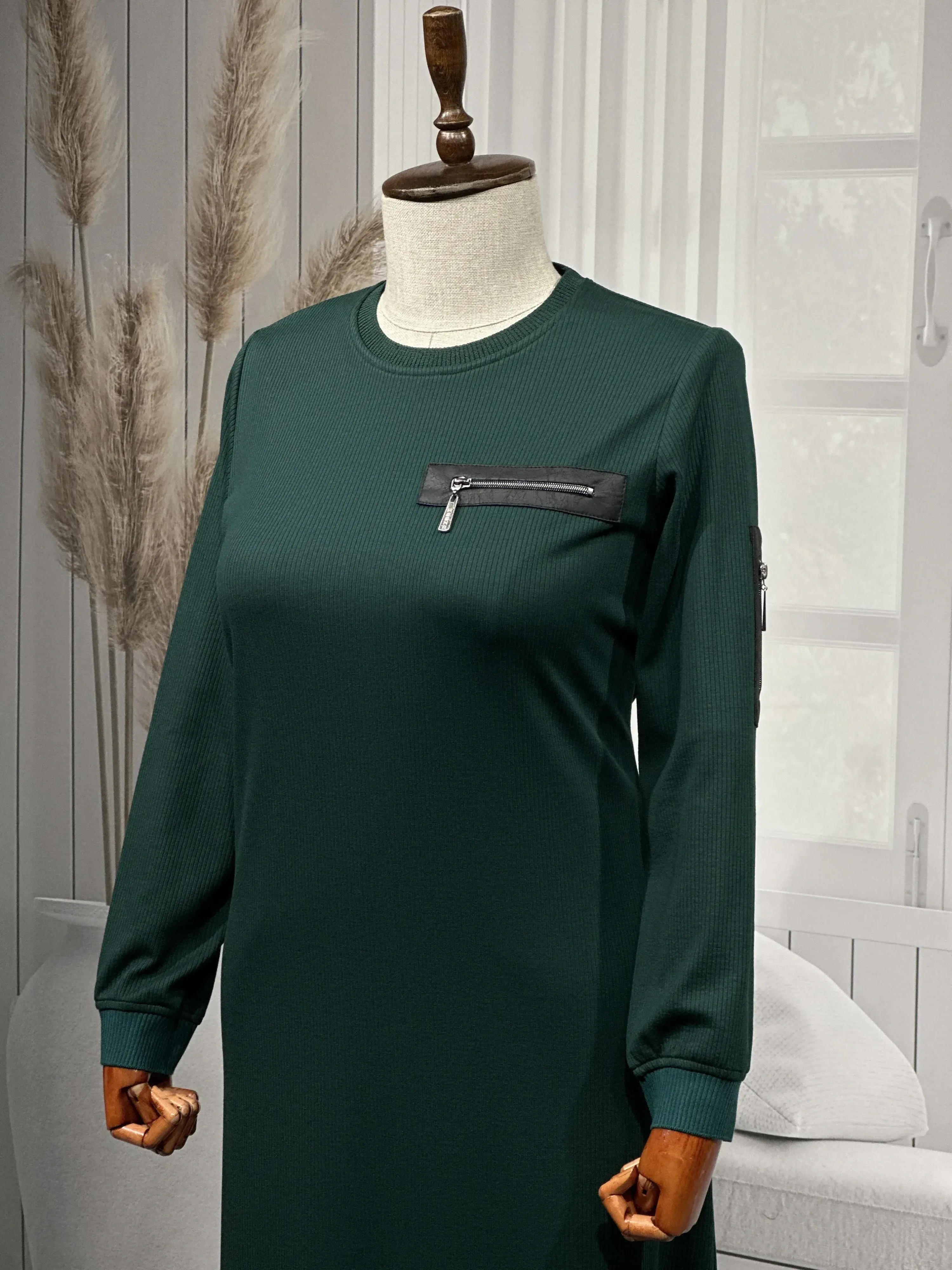 HESNA 8191 ELBİSE - PETROL - (Asorti: 3-6)