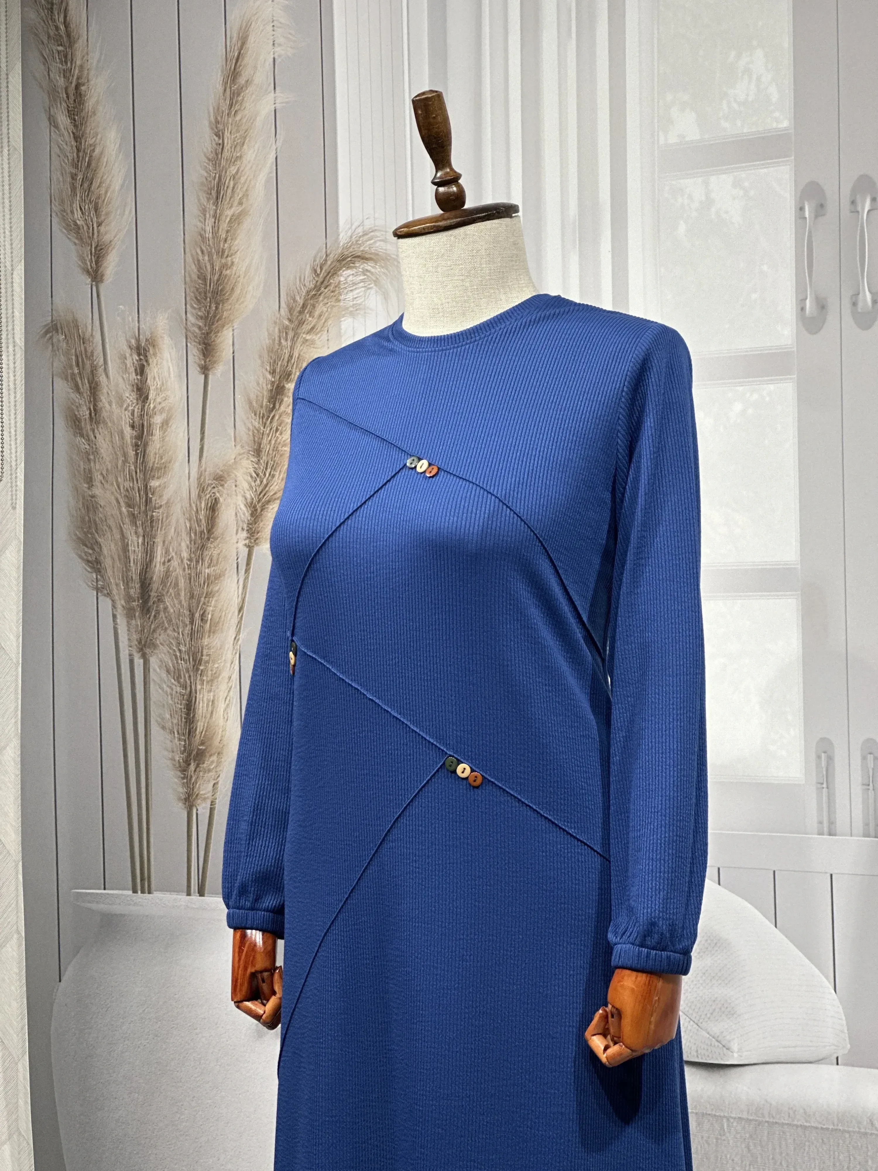 HESNA 8192 ELBİSE - İNDİGO - (Asorti: 3-6)