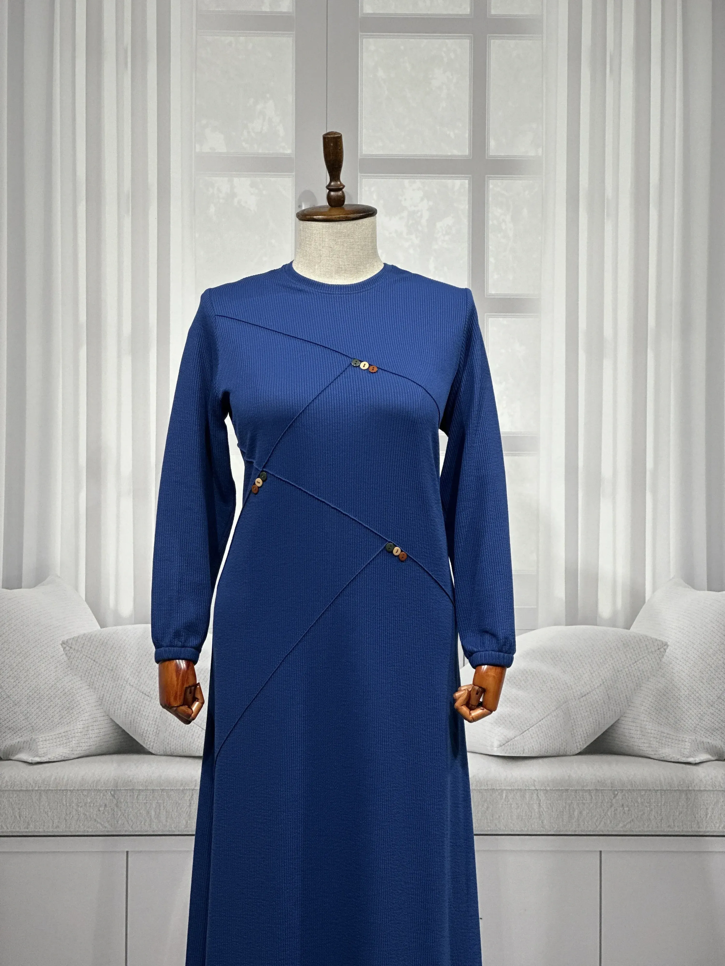 HESNA 8192 ELBİSE - İNDİGO - (Asorti: 3-6)