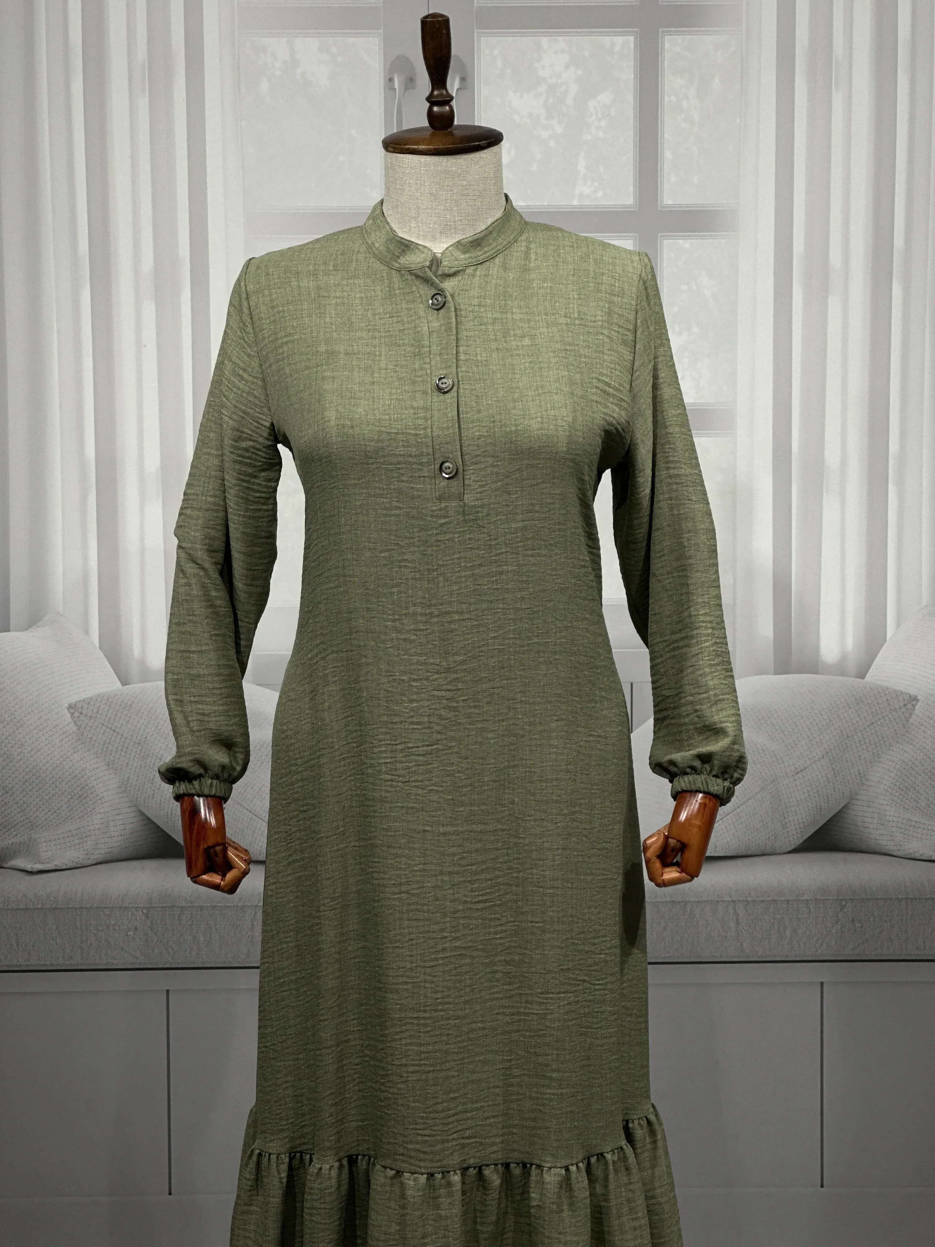 HESNA 8318 ELBİSE - HAKİ - (Asorti: 3-6)