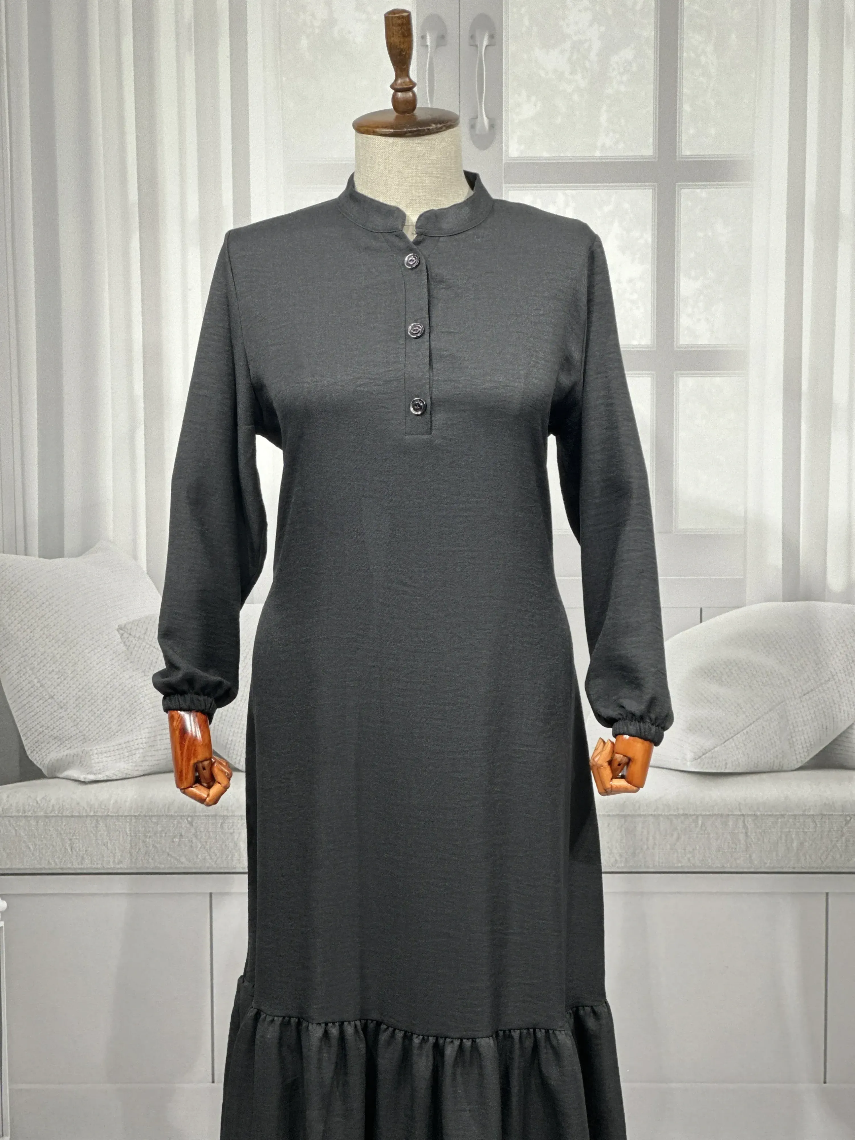 HESNA 8318 ELBİSE - SİYAH - (Asorti: 3-6)