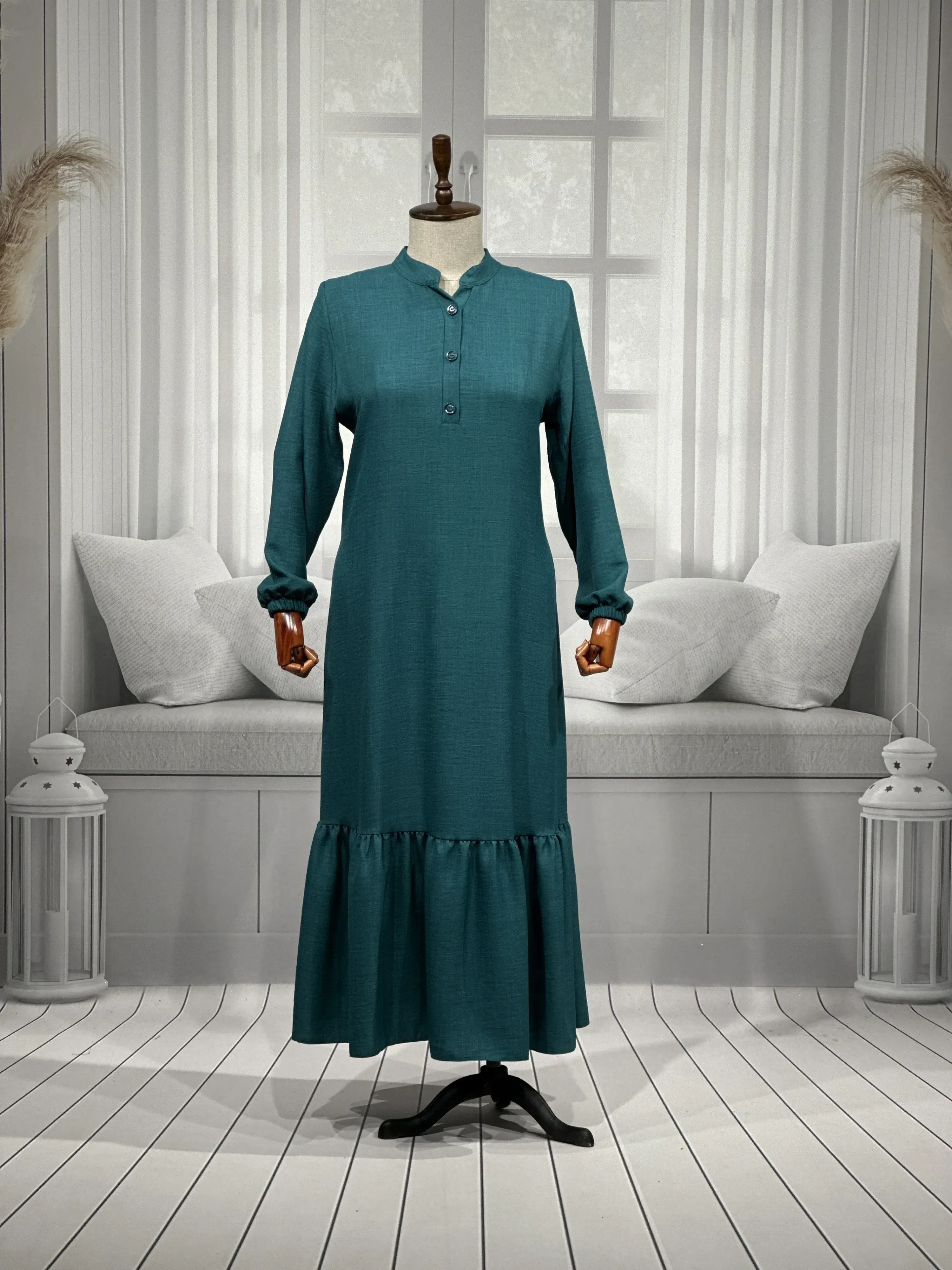 HESNA 8318 ELBİSE - ZÜMRÜT - (Asorti: 3-6)