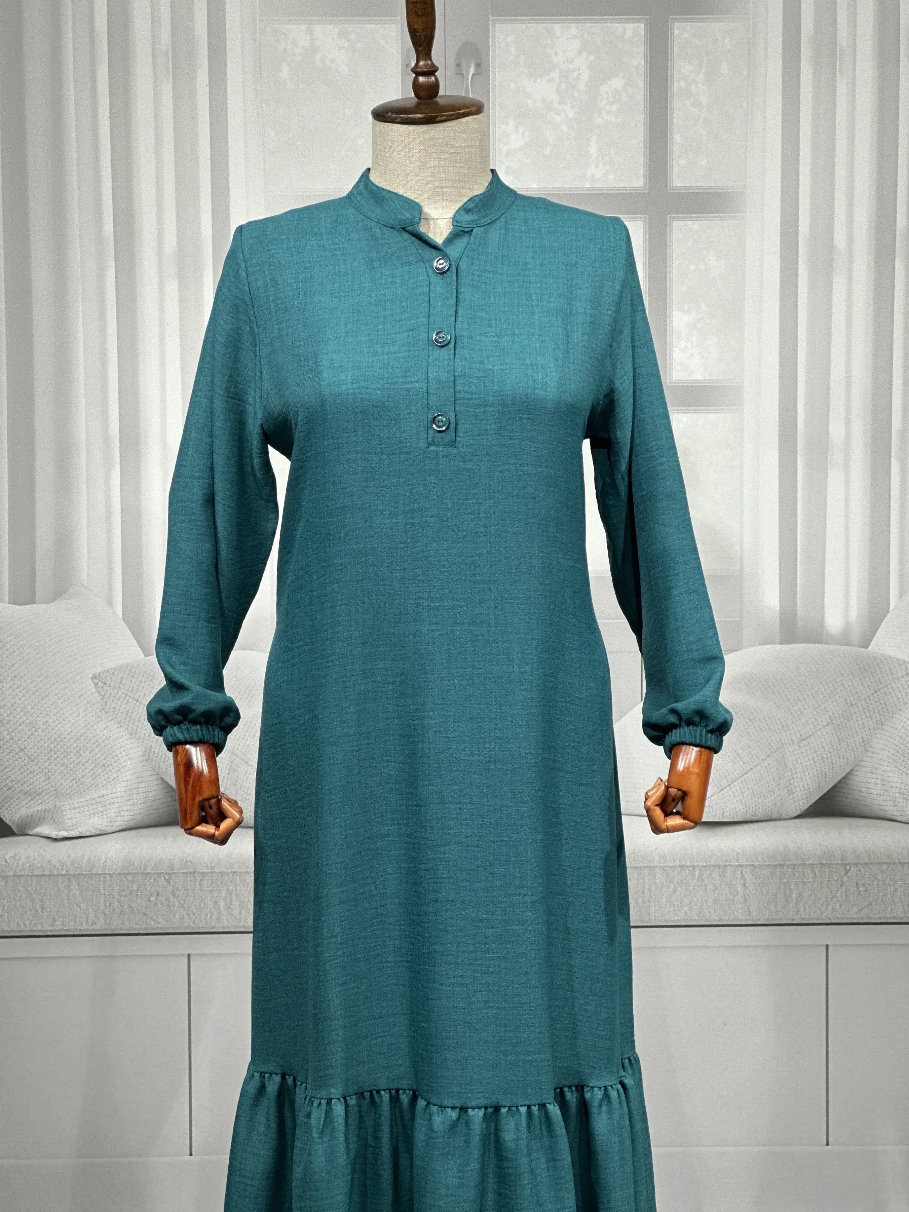 HESNA 8318 ELBİSE - ZÜMRÜT - (Asorti: 3-6)