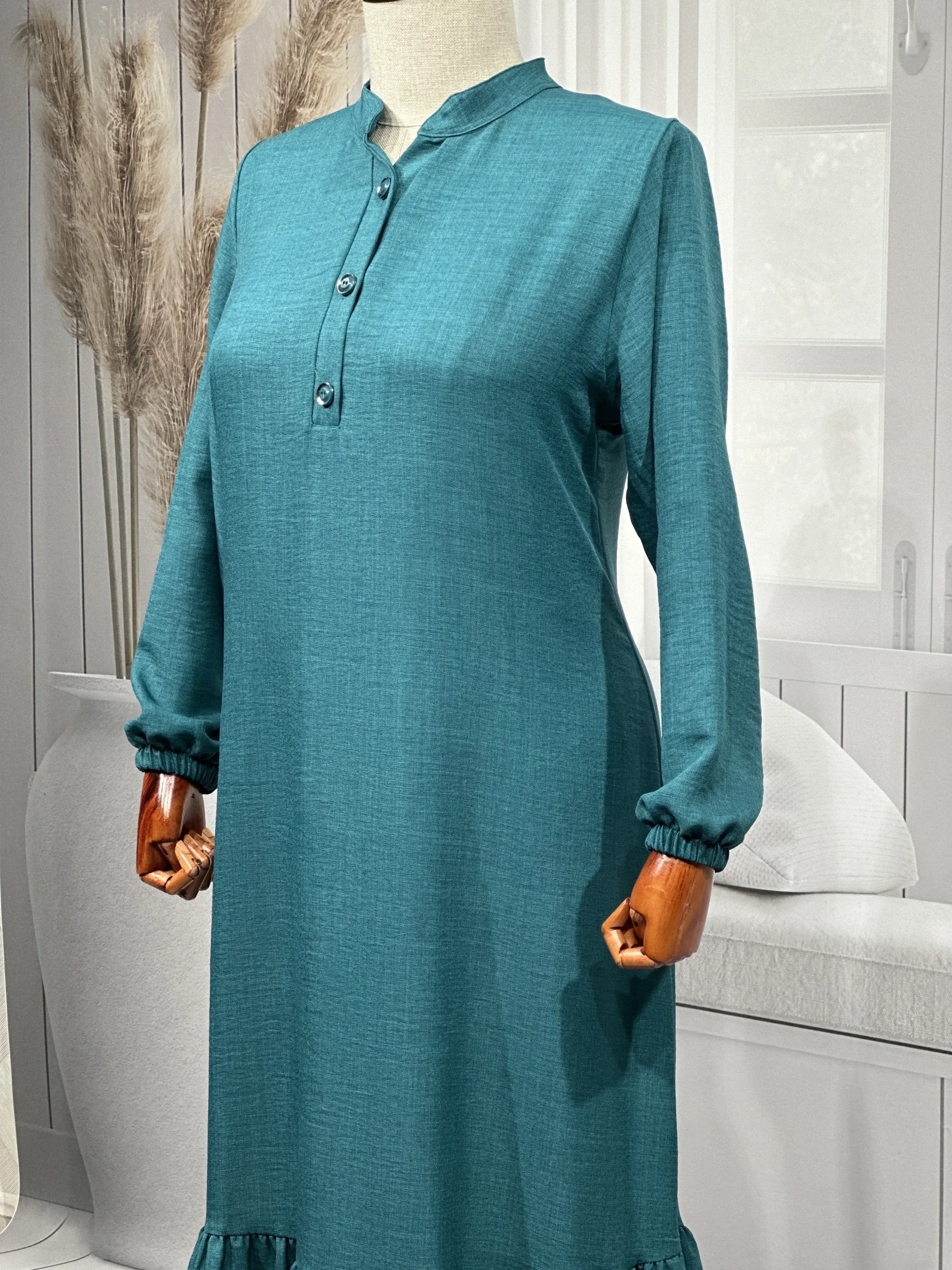 HESNA 8318 ELBİSE - ZÜMRÜT - (Asorti: 3-6)