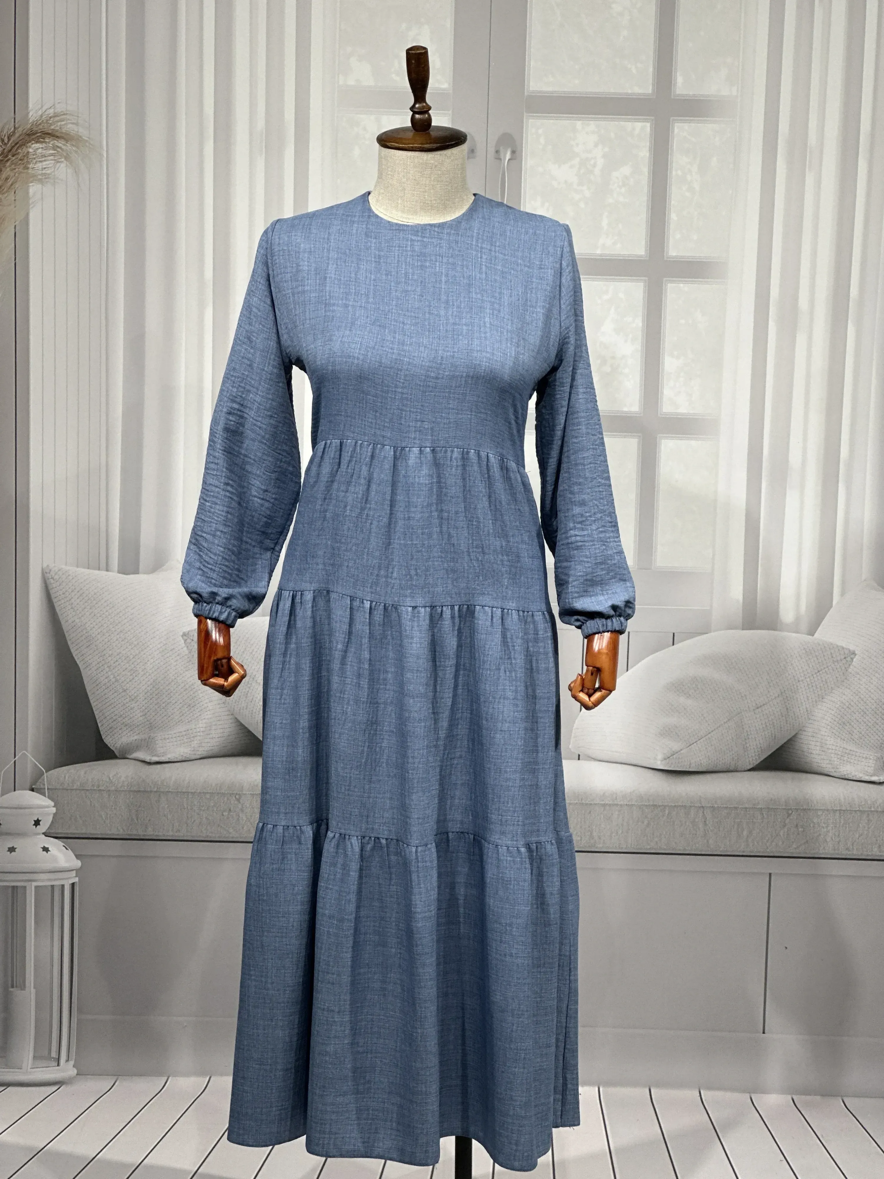 HESNA 8322 ELBİSE - KOT MAVİ - (Asorti: 3-5)