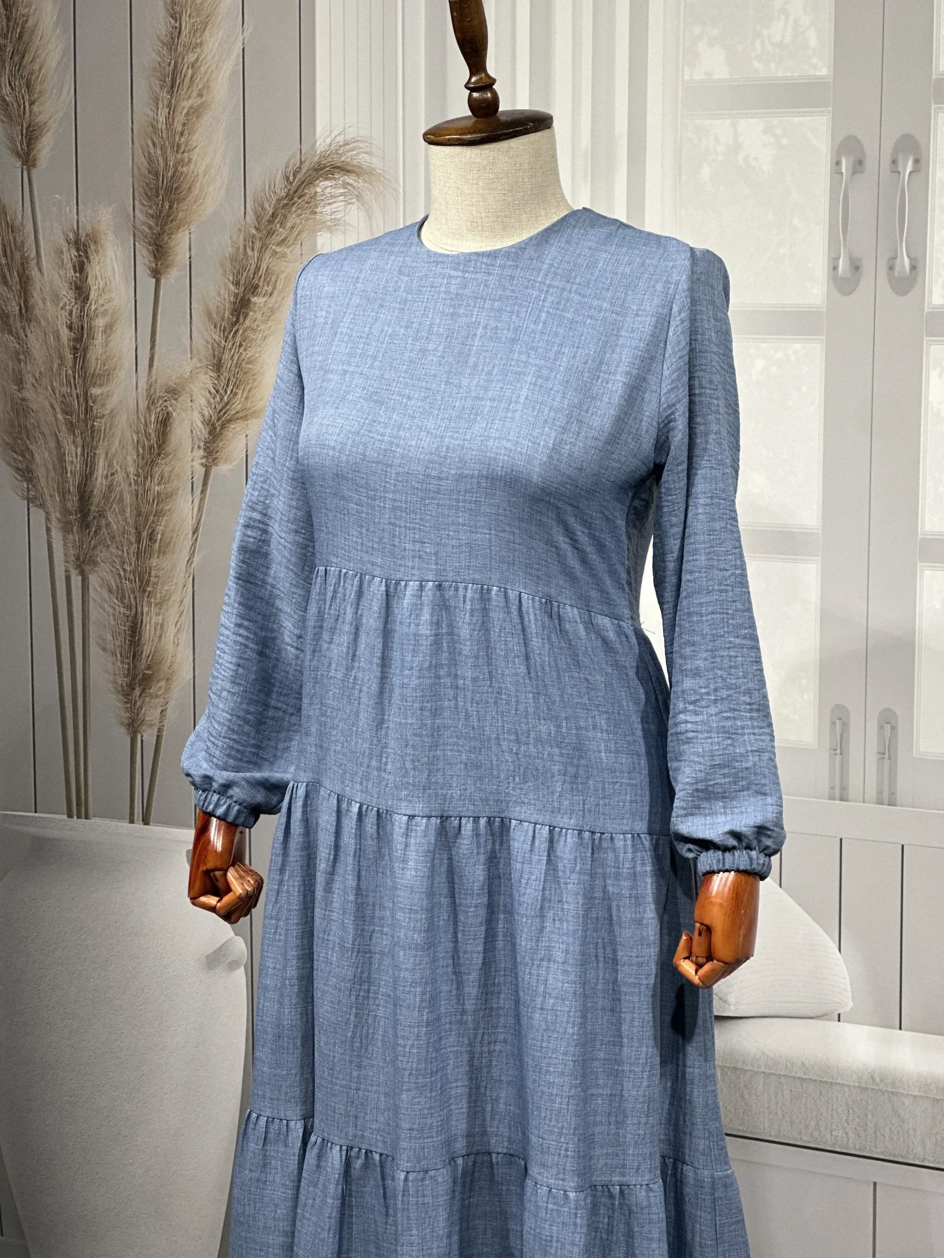 HESNA 8322 ELBİSE - KOT MAVİ - (Asorti: 3-5)