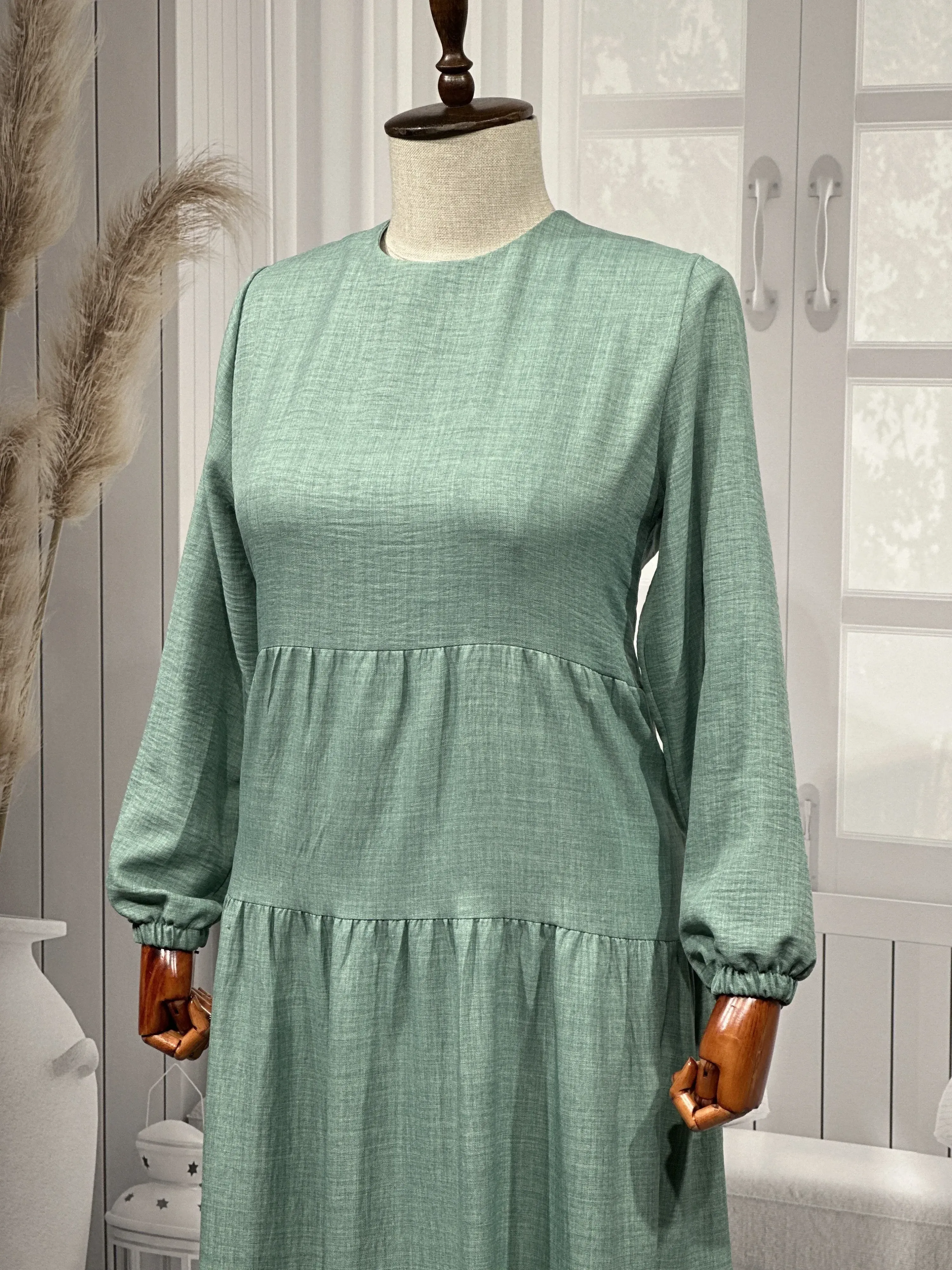 HESNA 8322 ELBİSE - MİNT - (Asorti: 3-5)