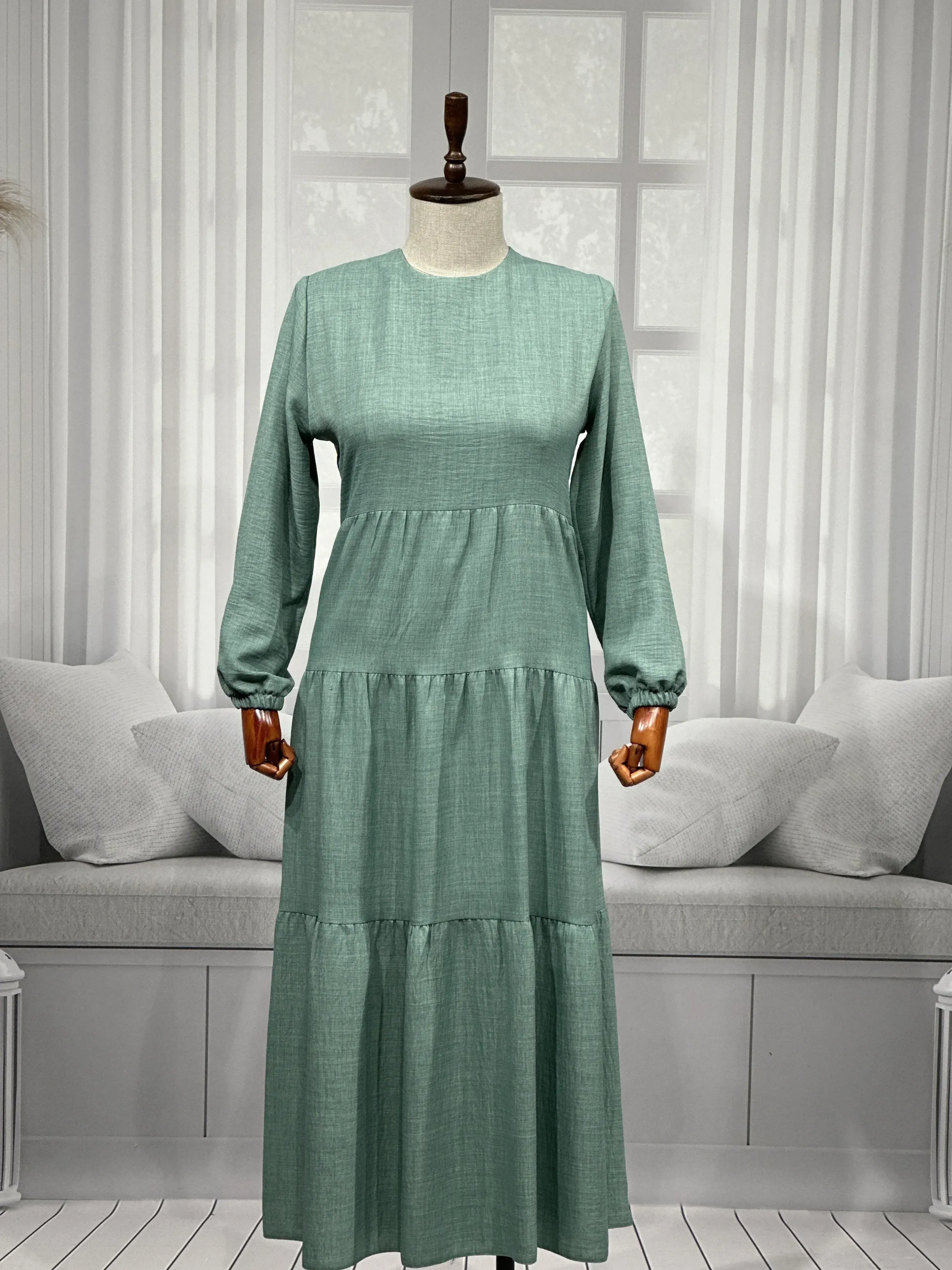 HESNA 8322 ELBİSE - MİNT - (Asorti: 3-5)