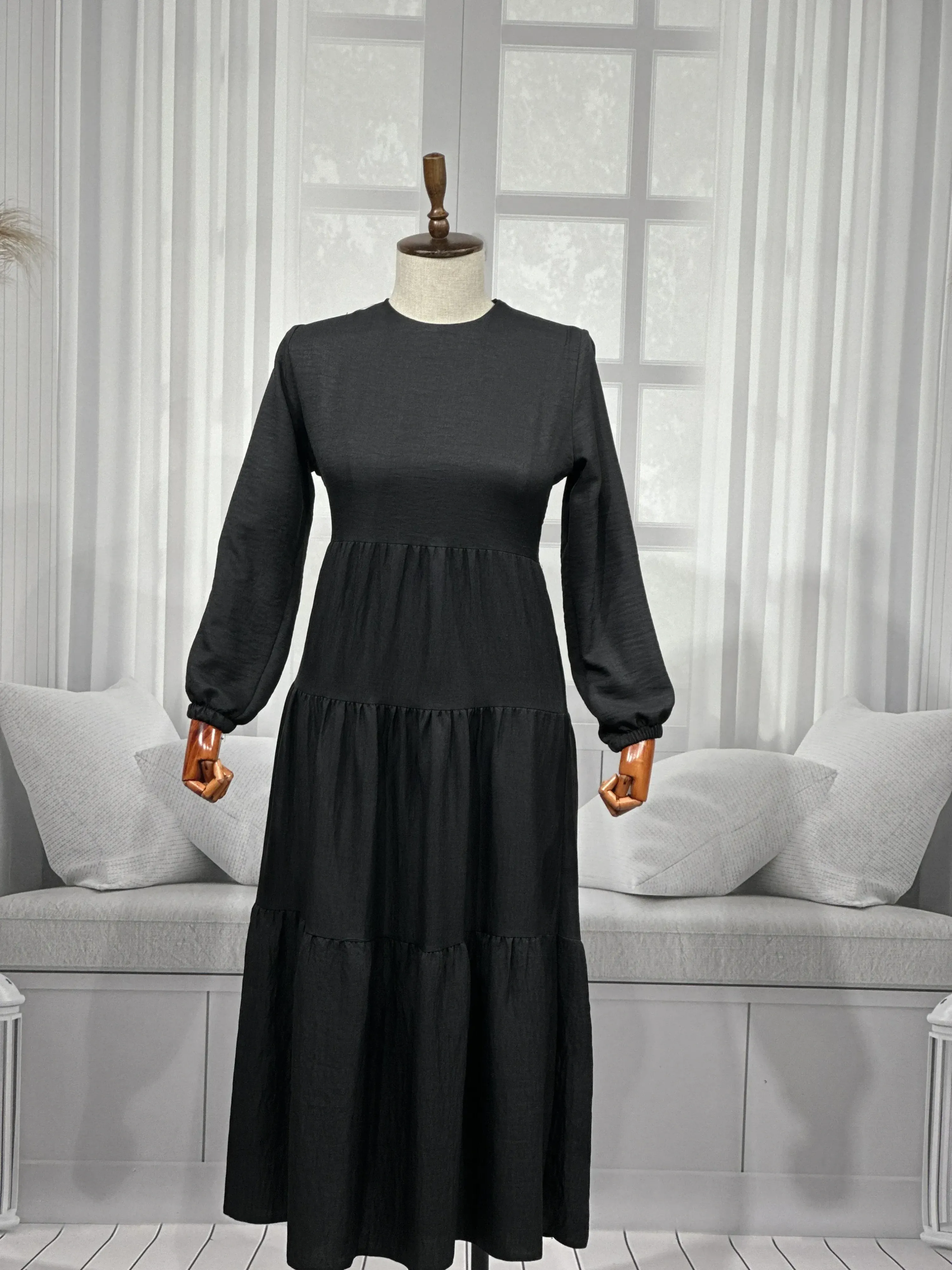 HESNA 8322 ELBİSE - SİYAH - (Asorti: 3-5)