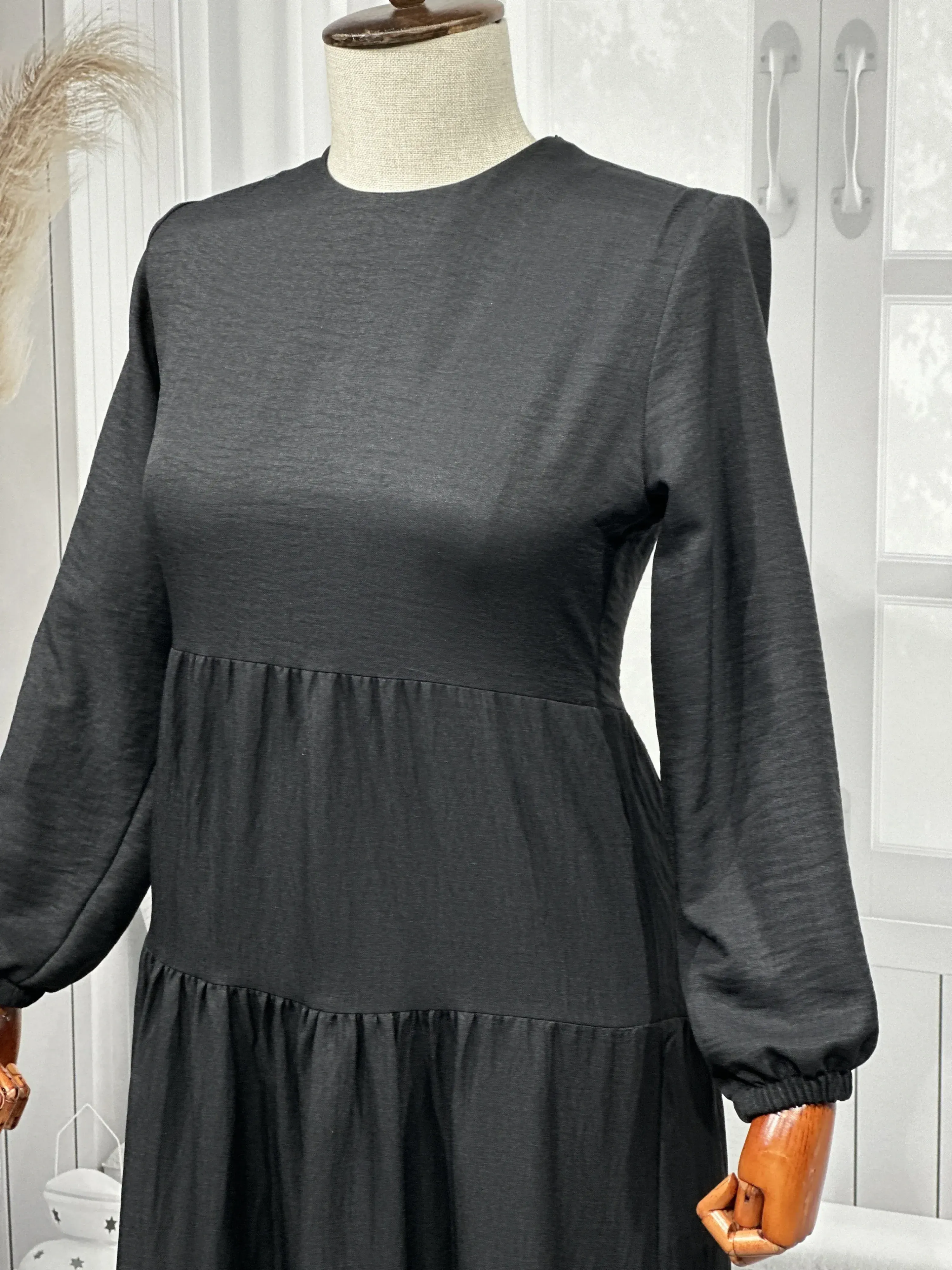 HESNA 8322 ELBİSE - SİYAH - (Asorti: 3-5)