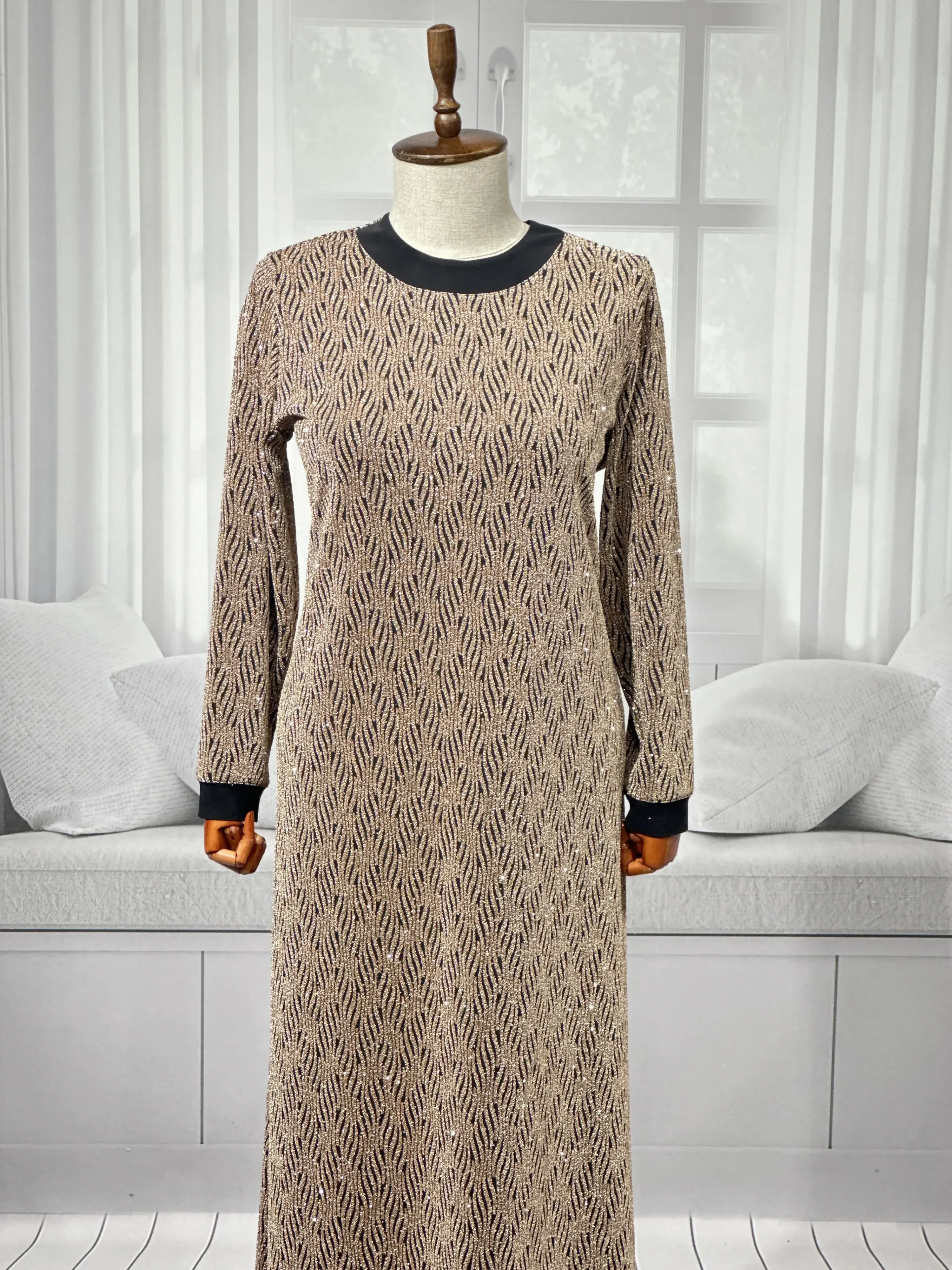 HESNA 8422 ELBİSE - GOLD - (Asorti: 3-6)