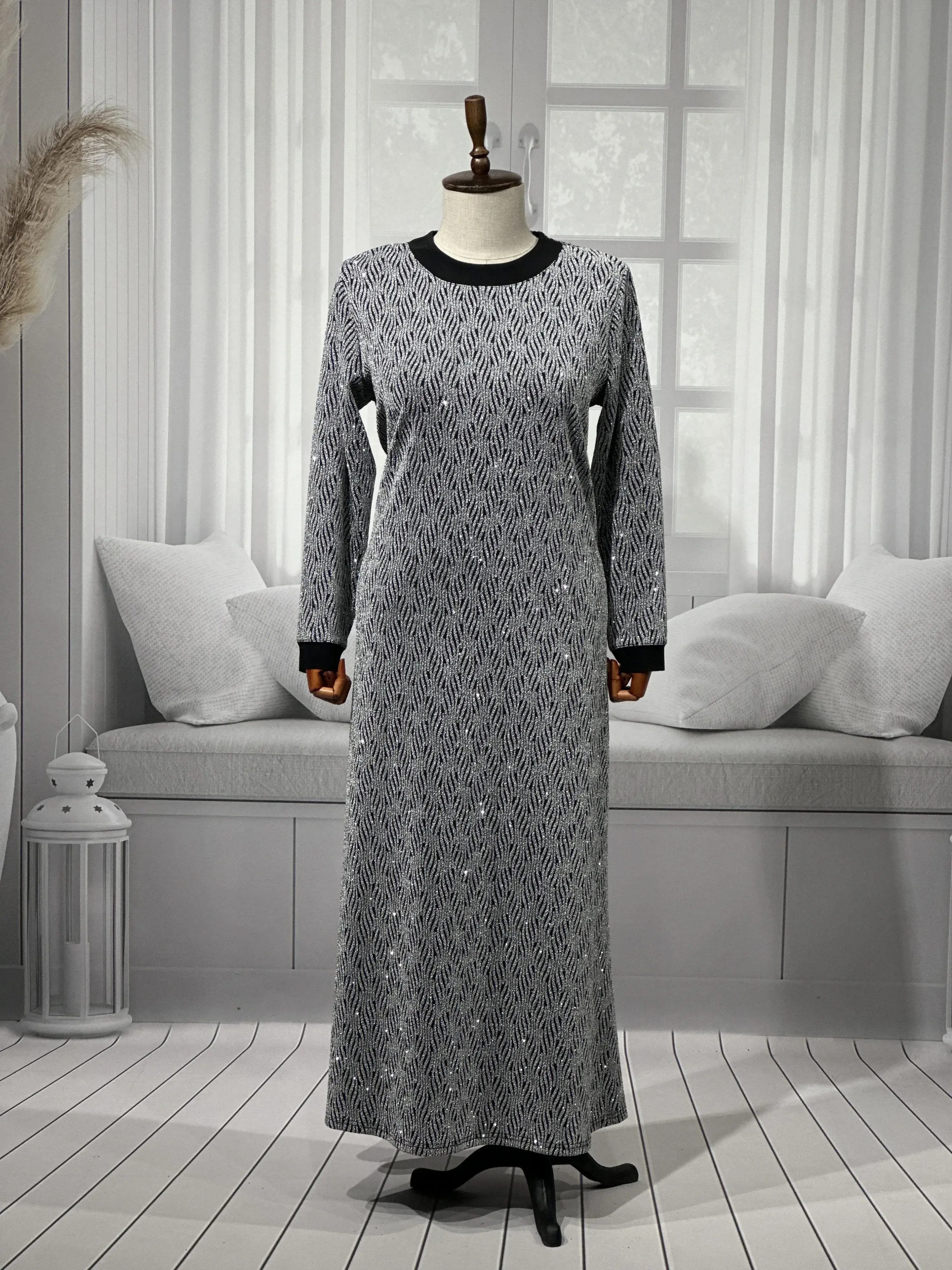 HESNA 8422 ELBİSE - GÜMÜŞ - (Asorti: 3-6)