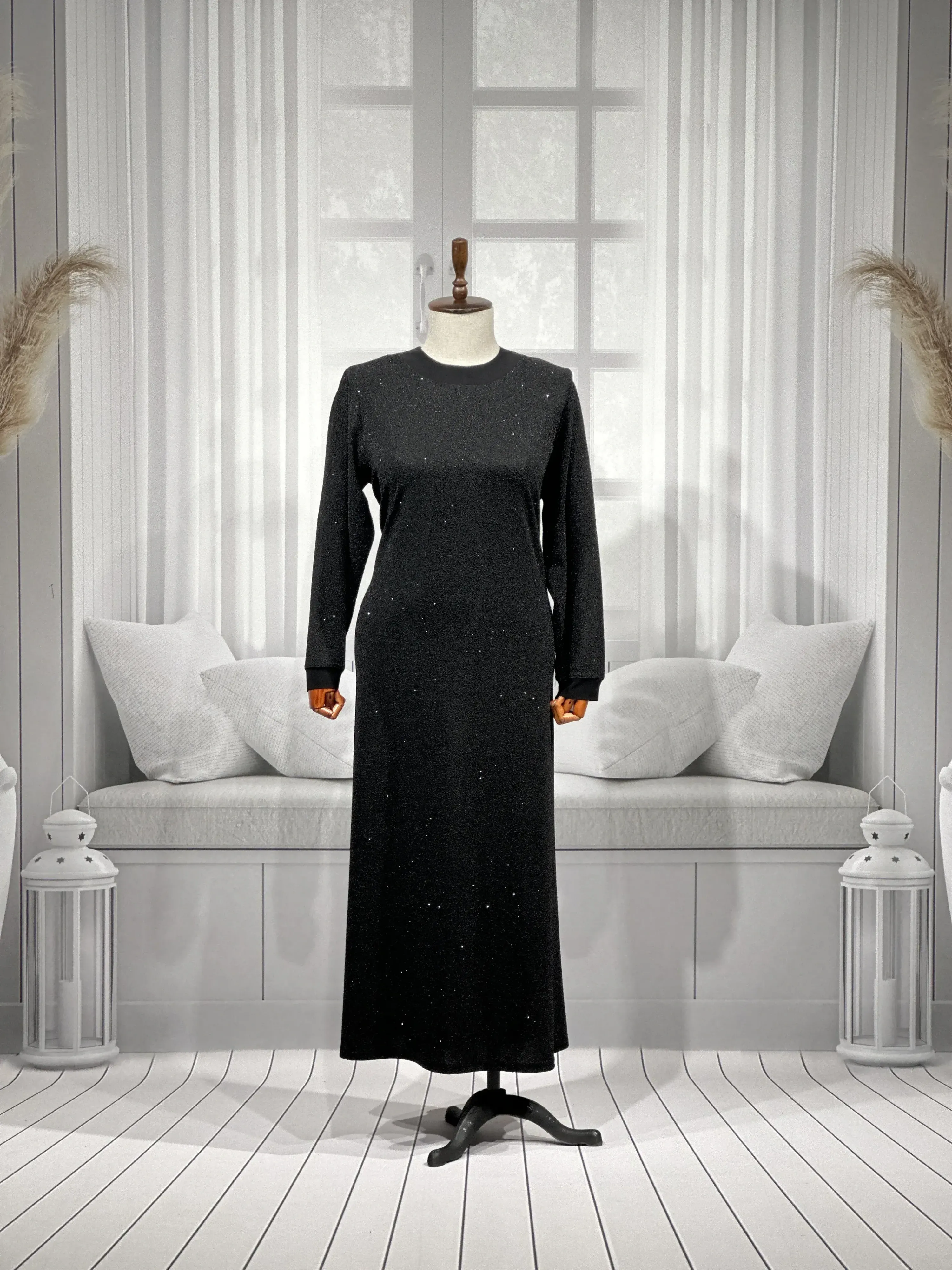 HESNA 8422 ELBİSE - SİYAH - (Asorti: 3-6)