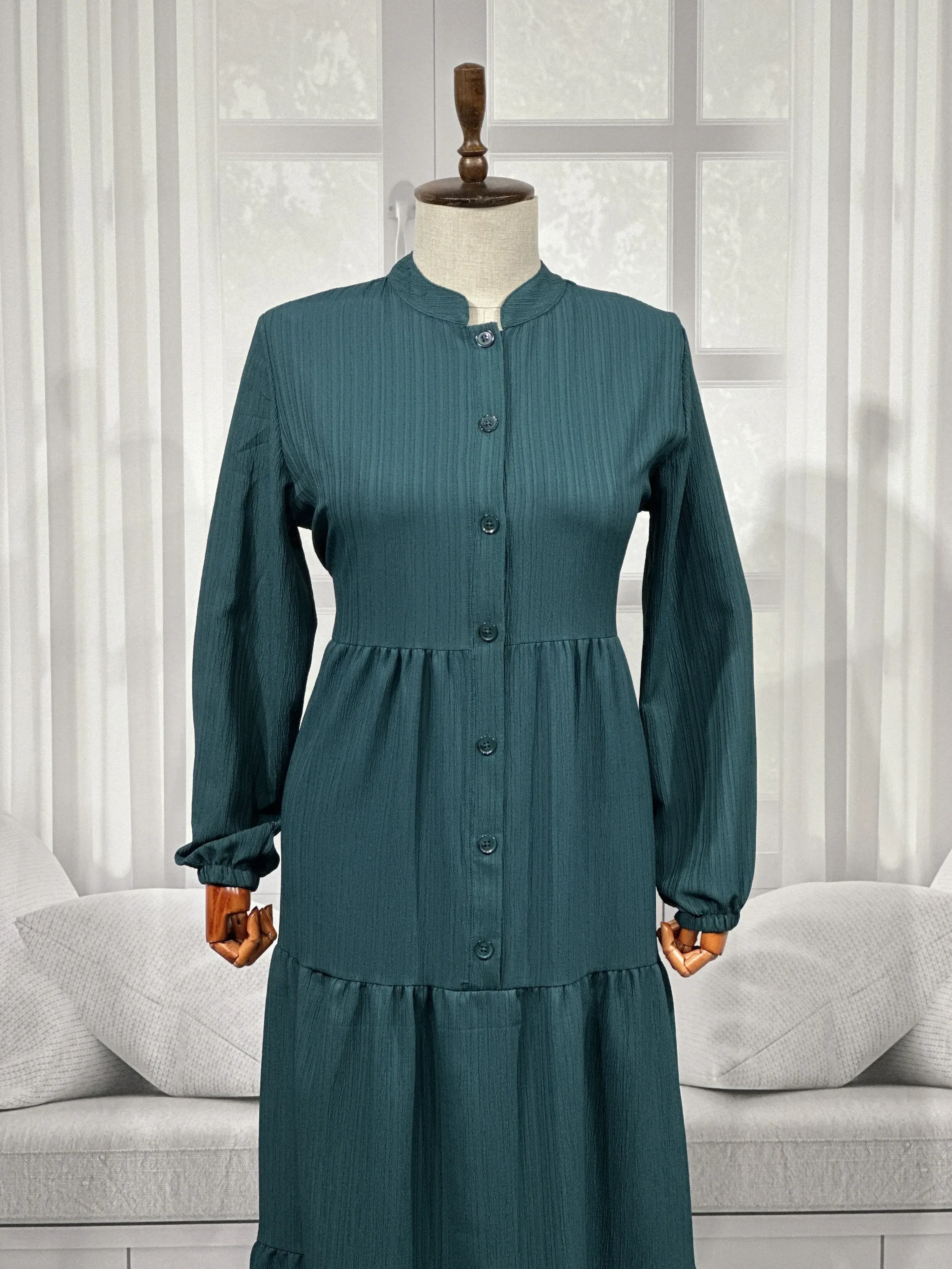 HESNA 8438 ELBİSE - ZÜMRÜT - (Asorti: 3-5)