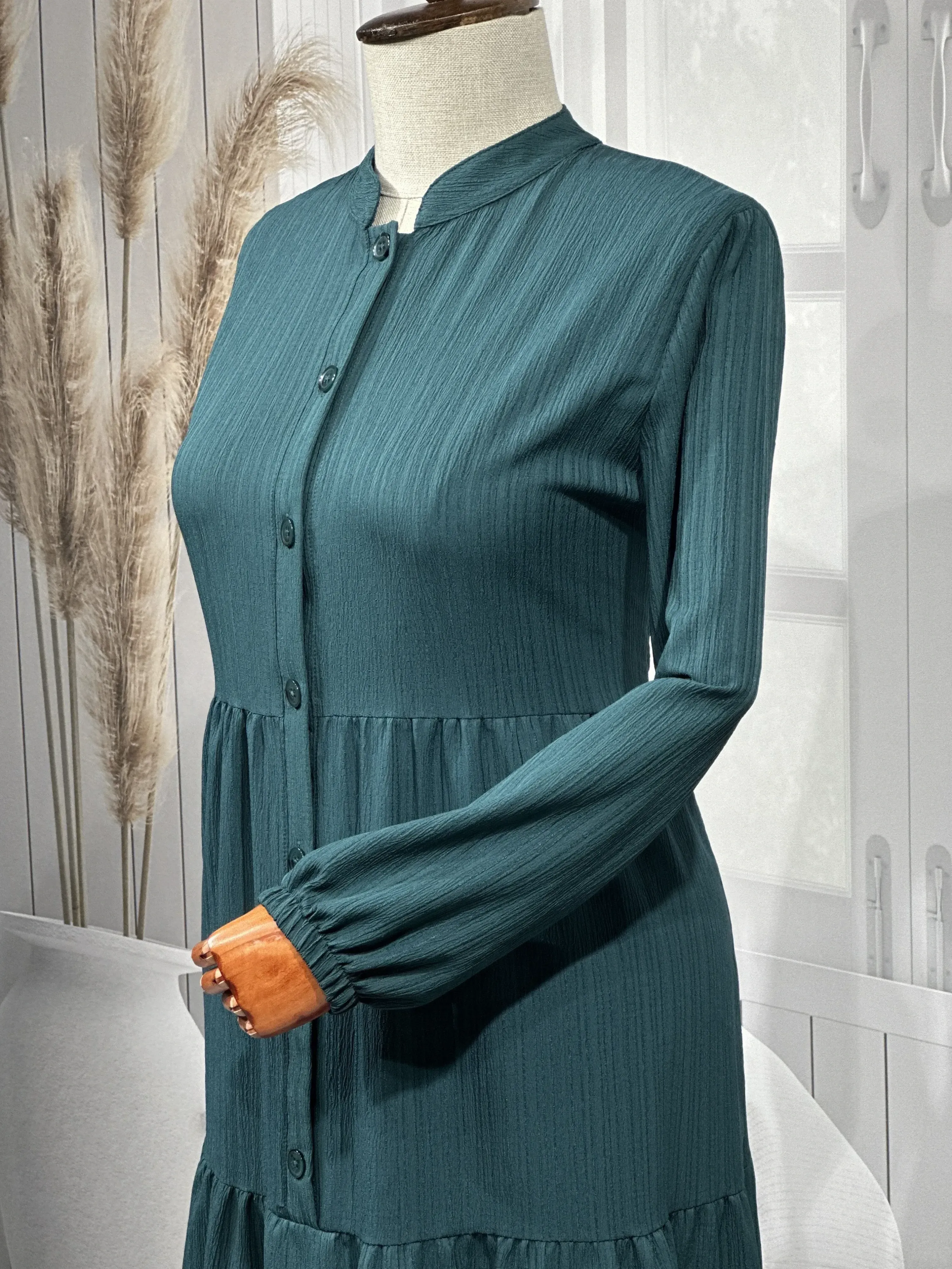 HESNA 8438 ELBİSE - ZÜMRÜT - (Asorti: 3-5)