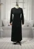 HESNA 8422 ELBİSE - SİYAH & GÜMÜŞ - (Asorti: 3-6)