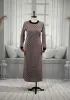 HESNA 8422 ELBİSE - VİZON - (Asorti: 3-6)
