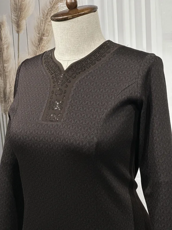 HESNA 8400 ELBİSE - KAHVE - (Asorti: 4-7)