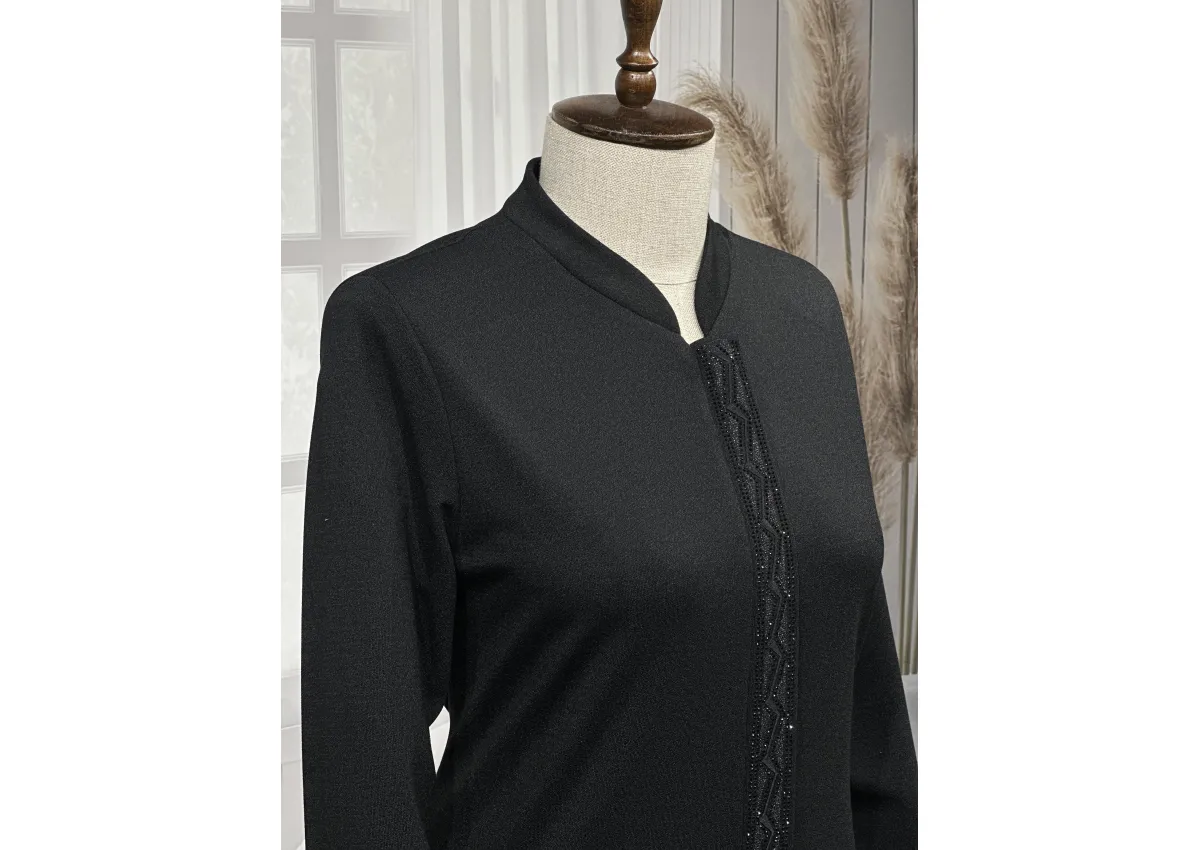 HESNA 2205 NAKIŞLI PARDESÜ - SİYAH - (Asorti: 4-7)