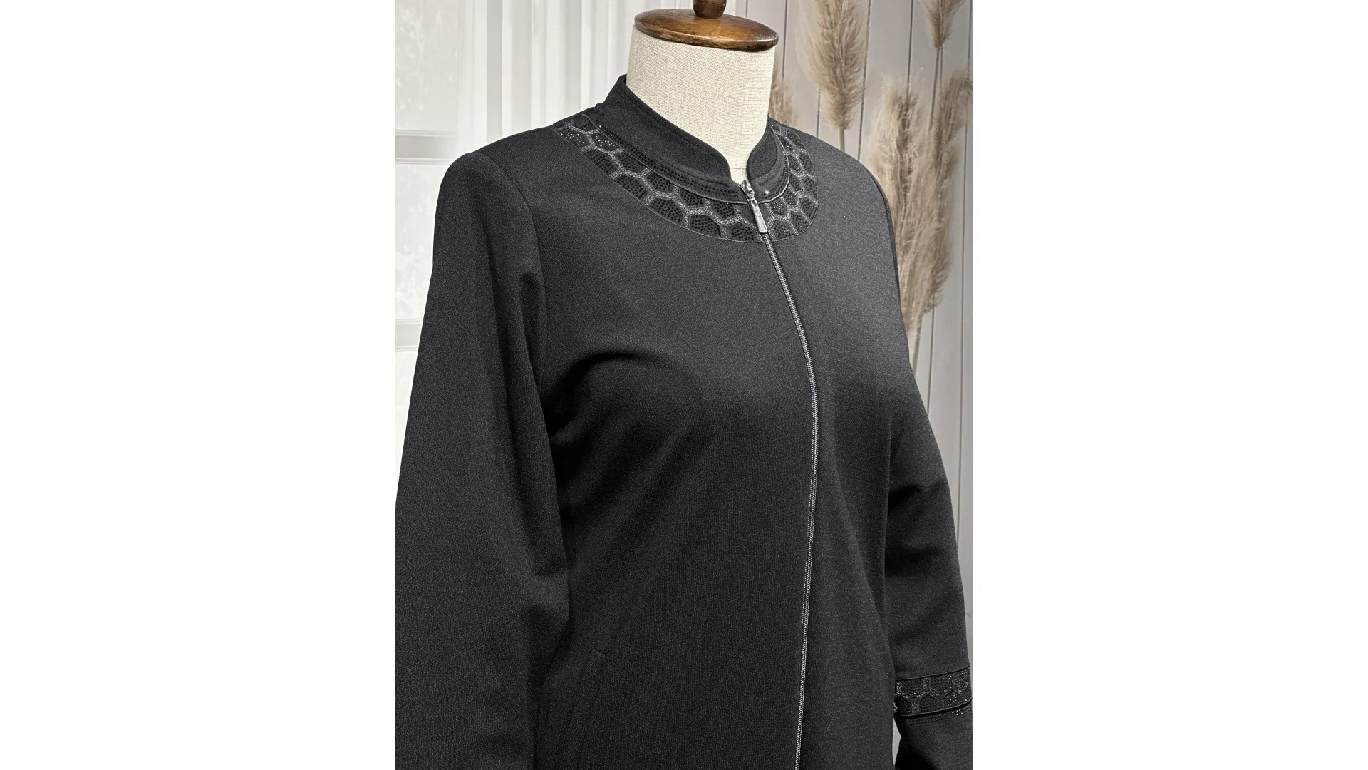 HESNA 2203 NAKIŞLI PARDESÜ - SİYAH - (Asorti: 4-7)