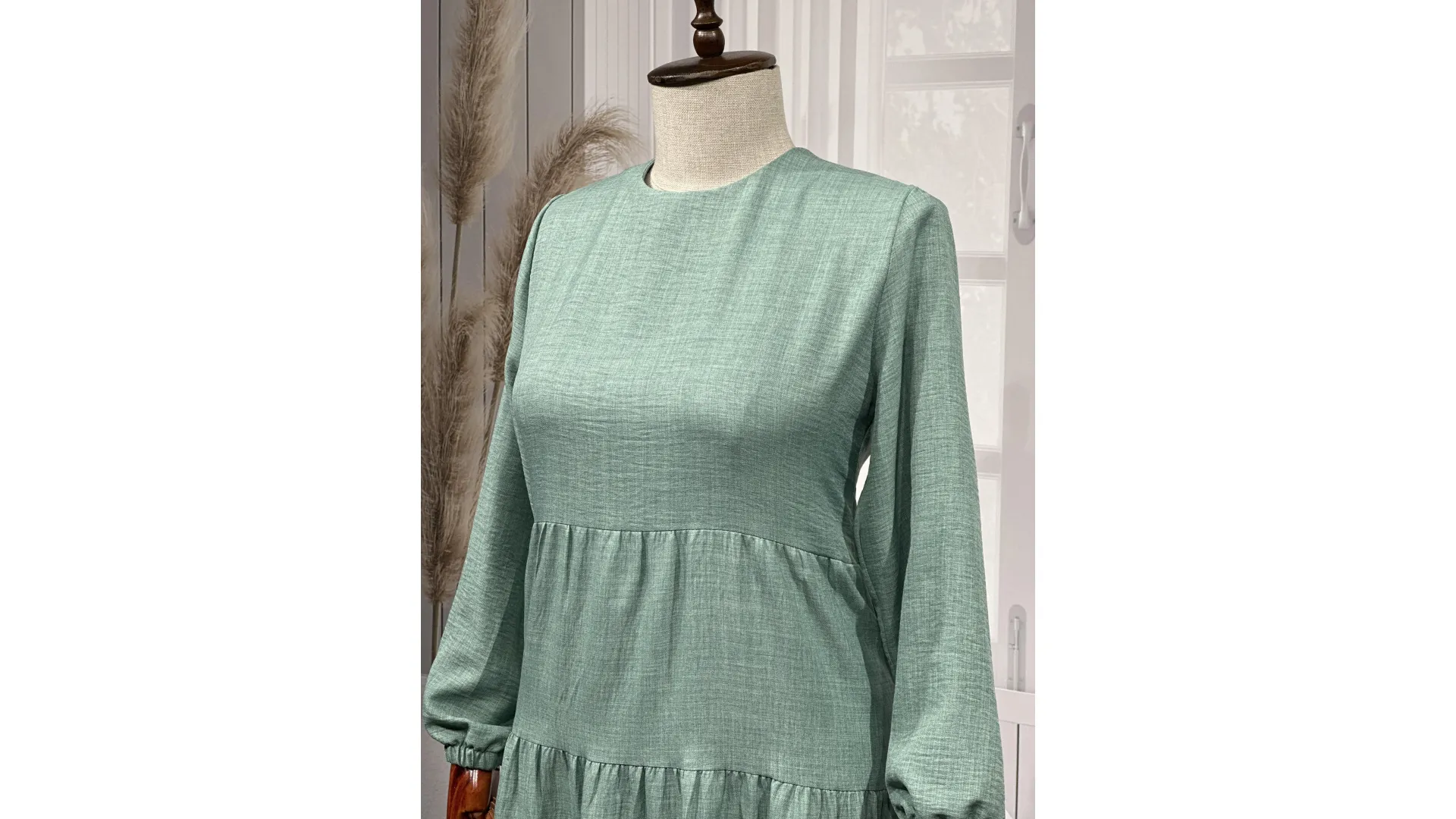 HESNA 8322 ELBİSE - MİNT - (Asorti: 3-5)