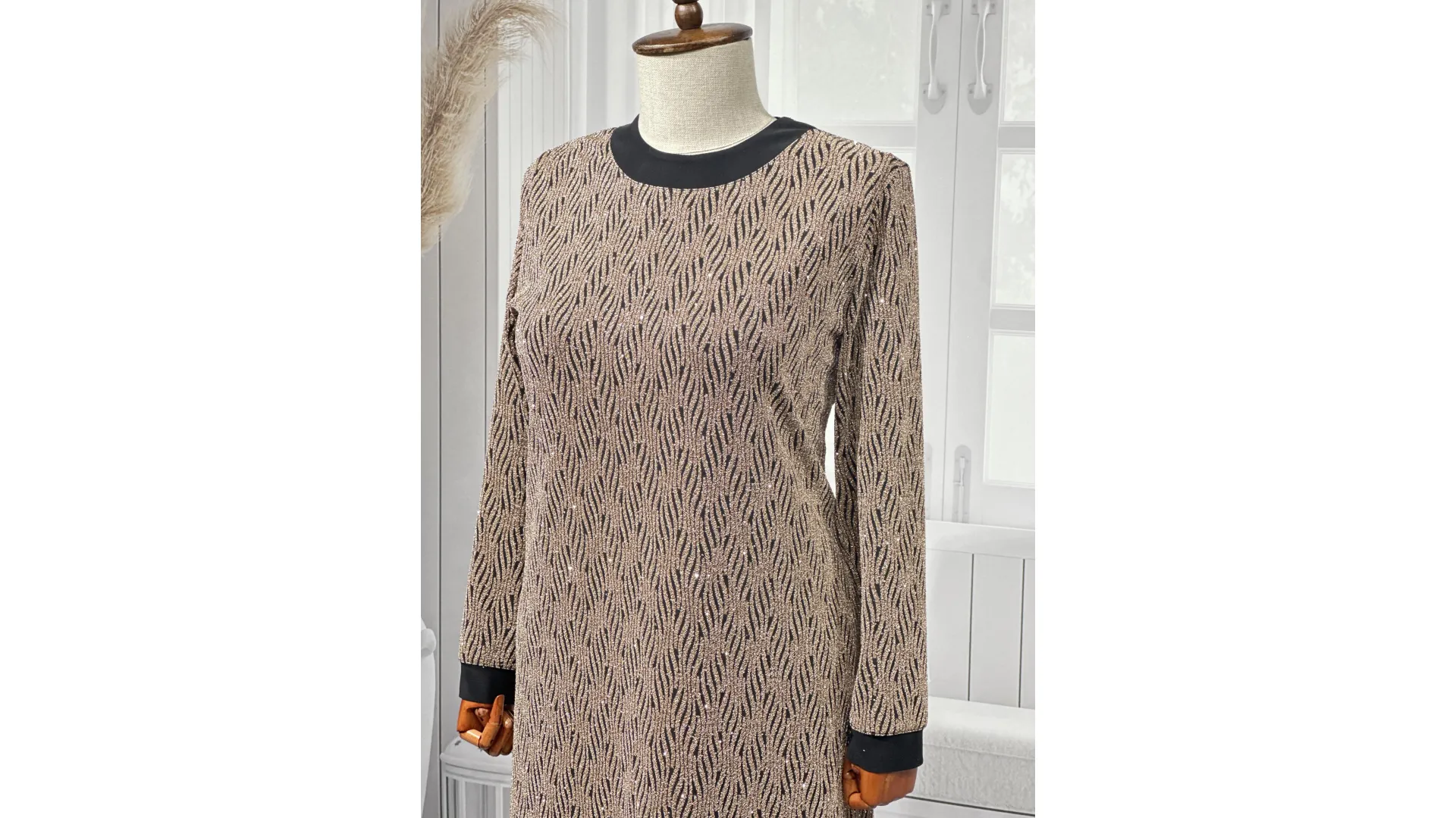 HESNA 8422 ELBİSE - GOLD - (Asorti: 3-6)