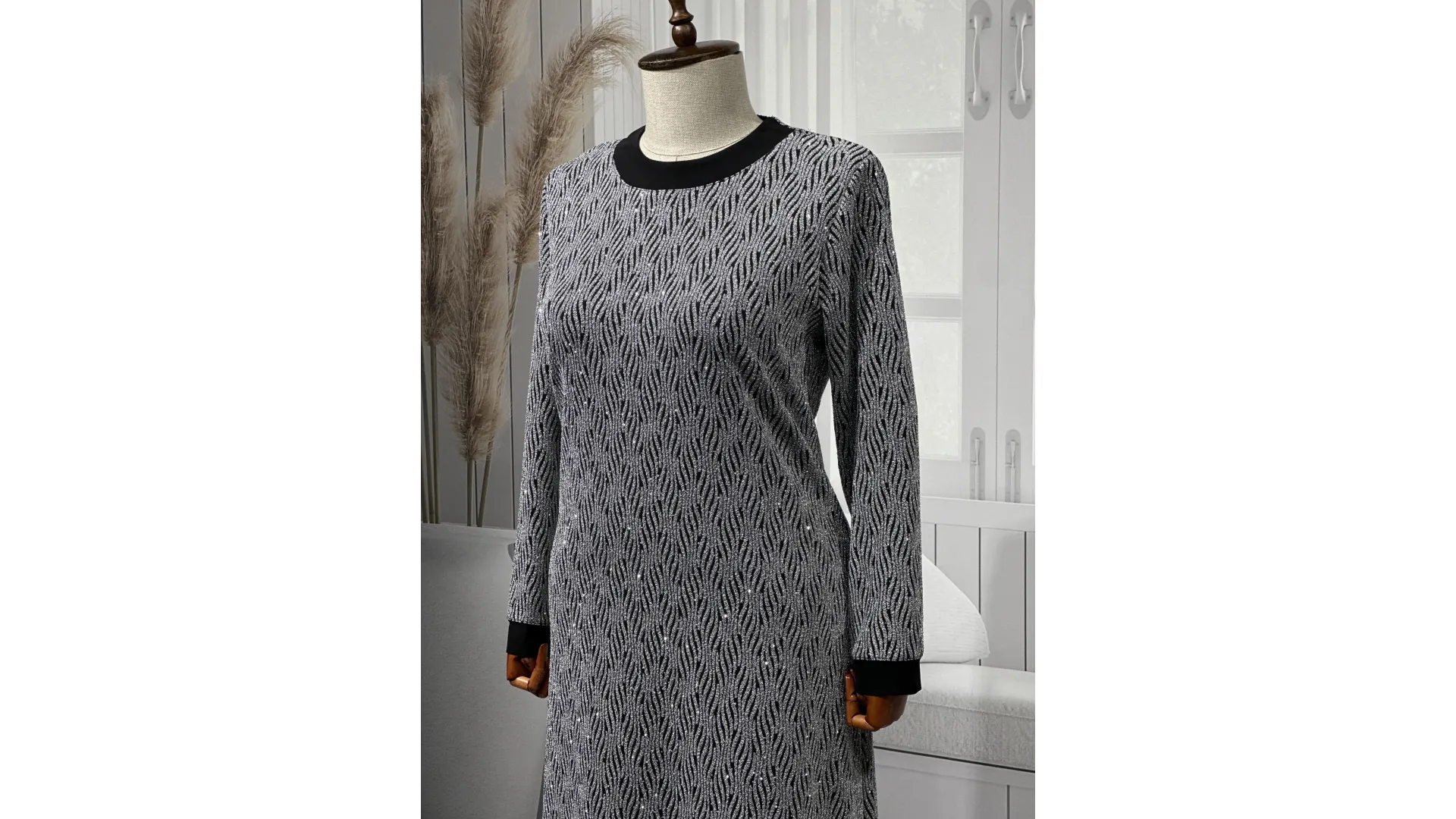 HESNA 8422 ELBİSE - GÜMÜŞ - (Asorti: 3-6)