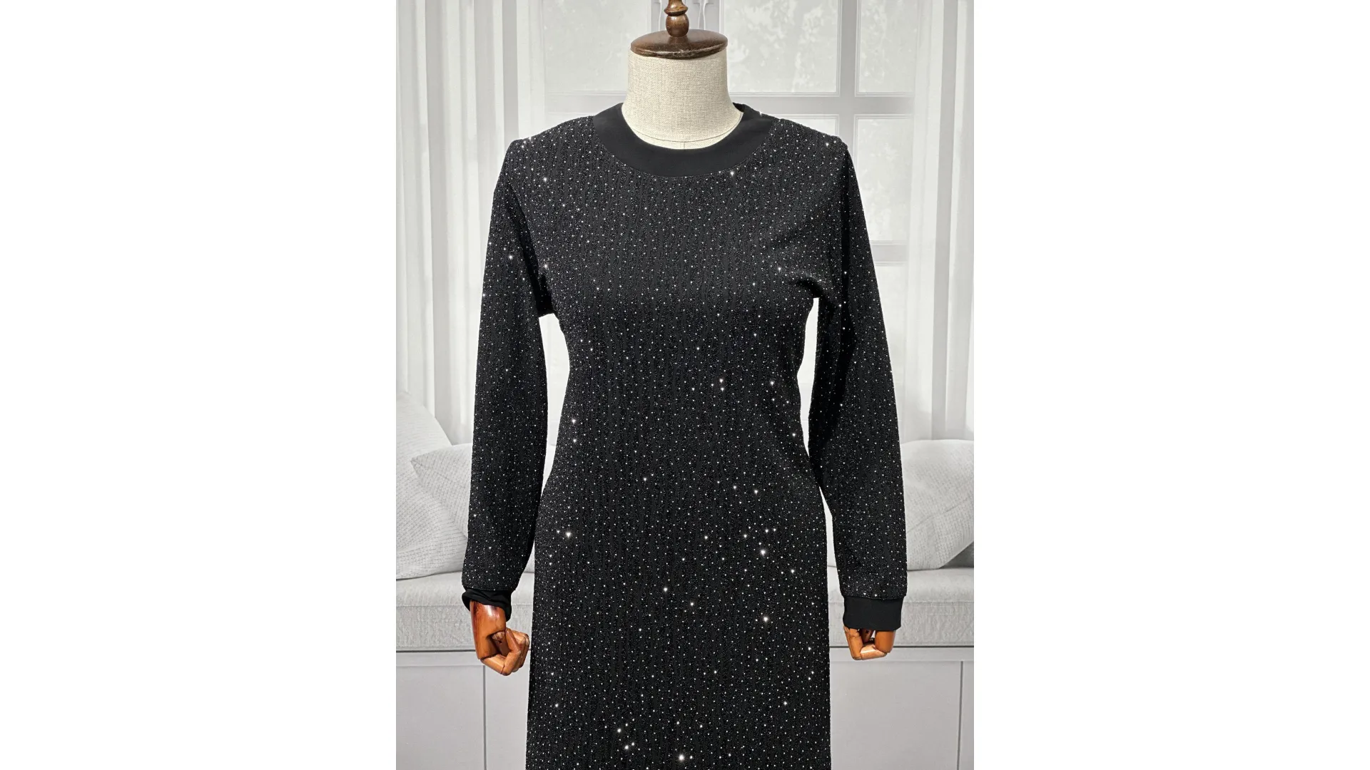 HESNA 8422 ELBİSE - SİYAH & GÜMÜŞ - (Asorti: 3-6)