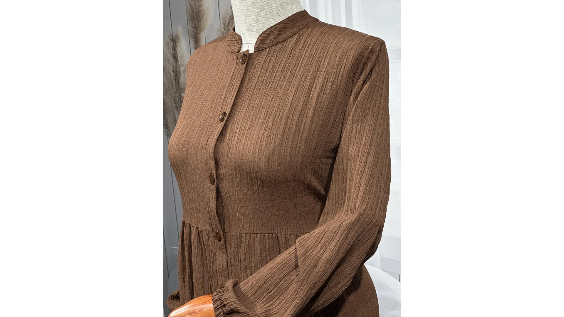 HESNA 8438 ELBİSE - KAHVE - (Asorti: 3-5)