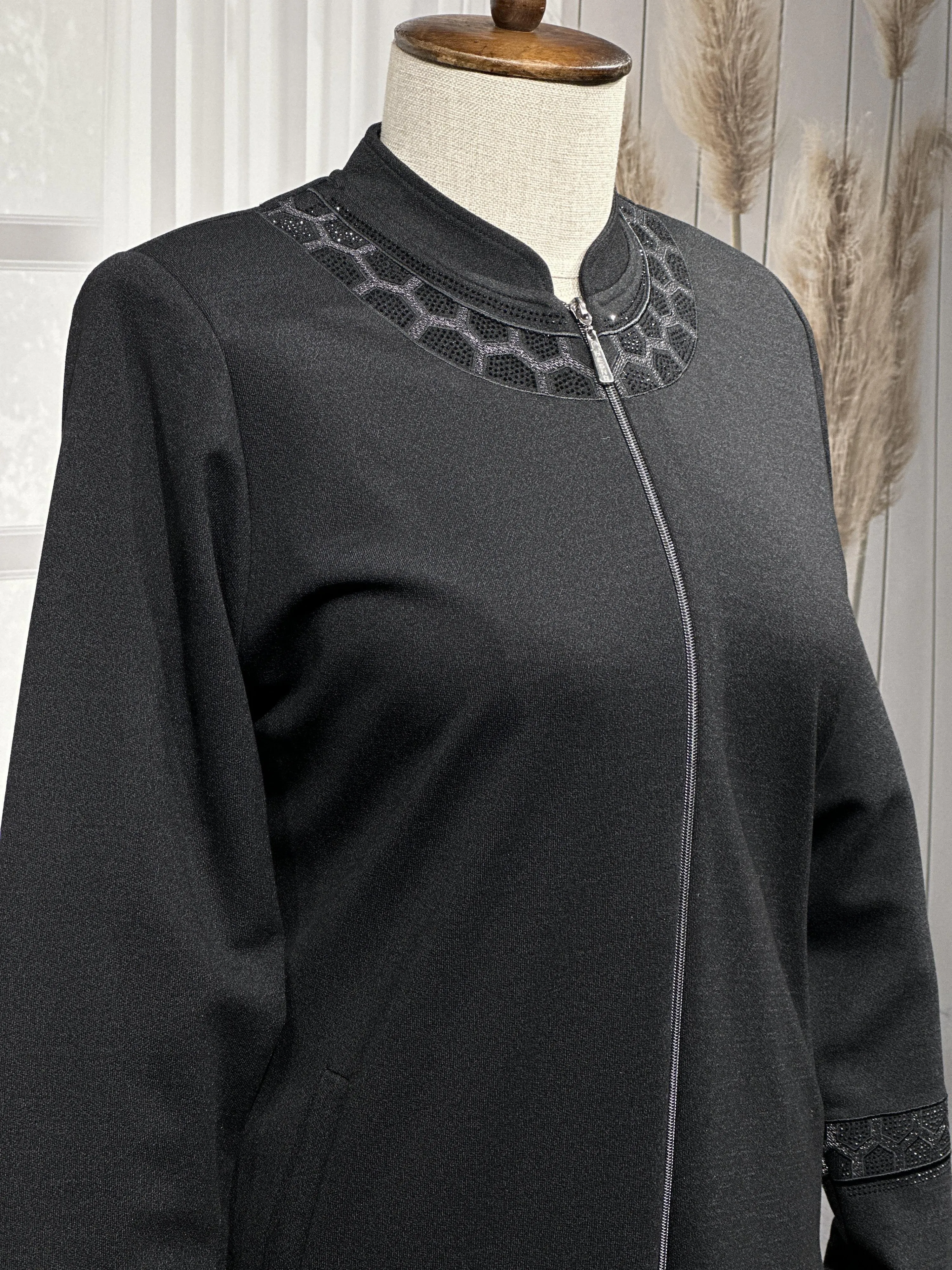 HESNA 2203 NAKIŞLI PARDESÜ - SİYAH - (Asorti: 4-7)