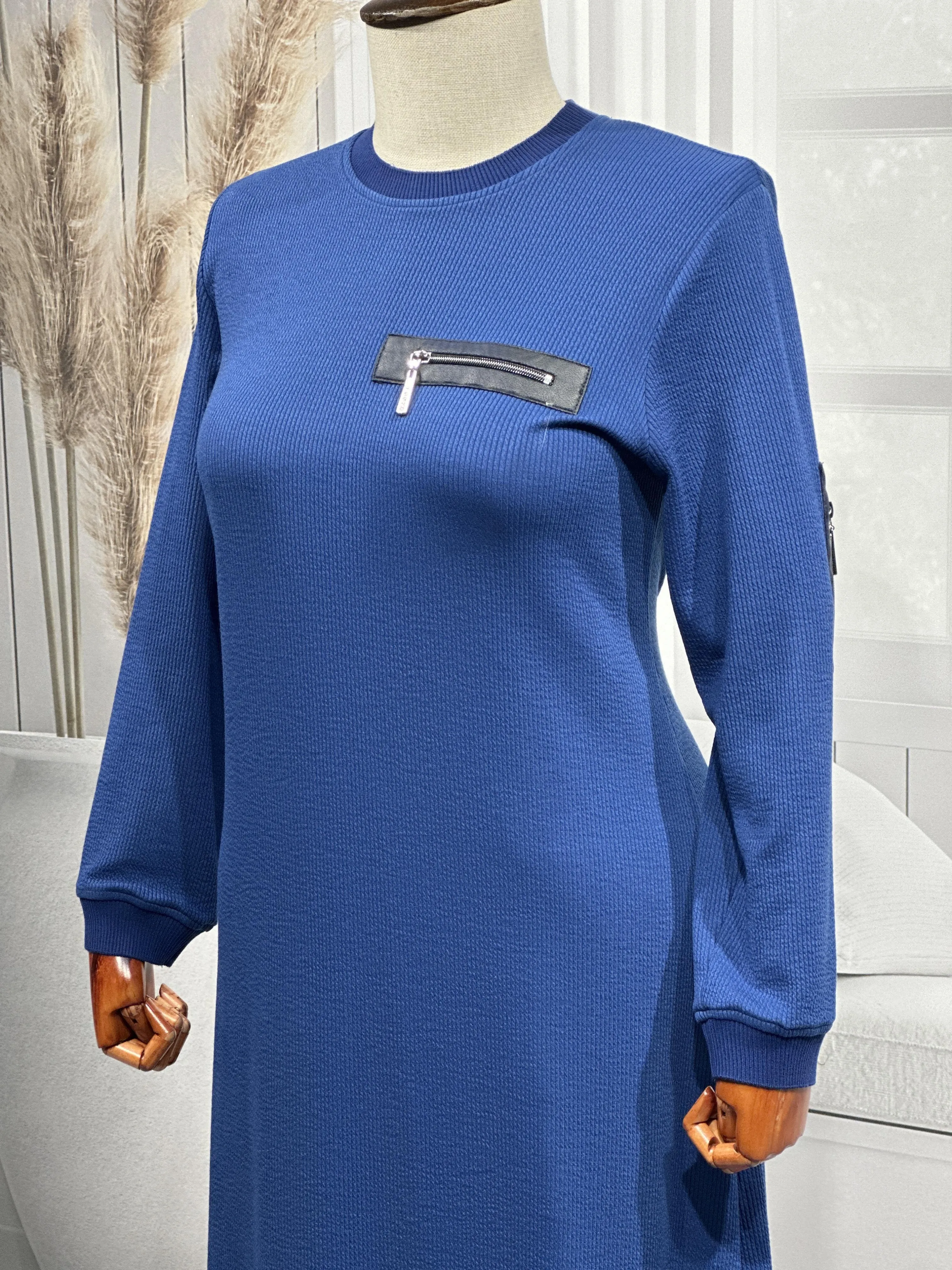 HESNA 8191 ELBİSE - İNDİGO - (Asorti: 3-6)