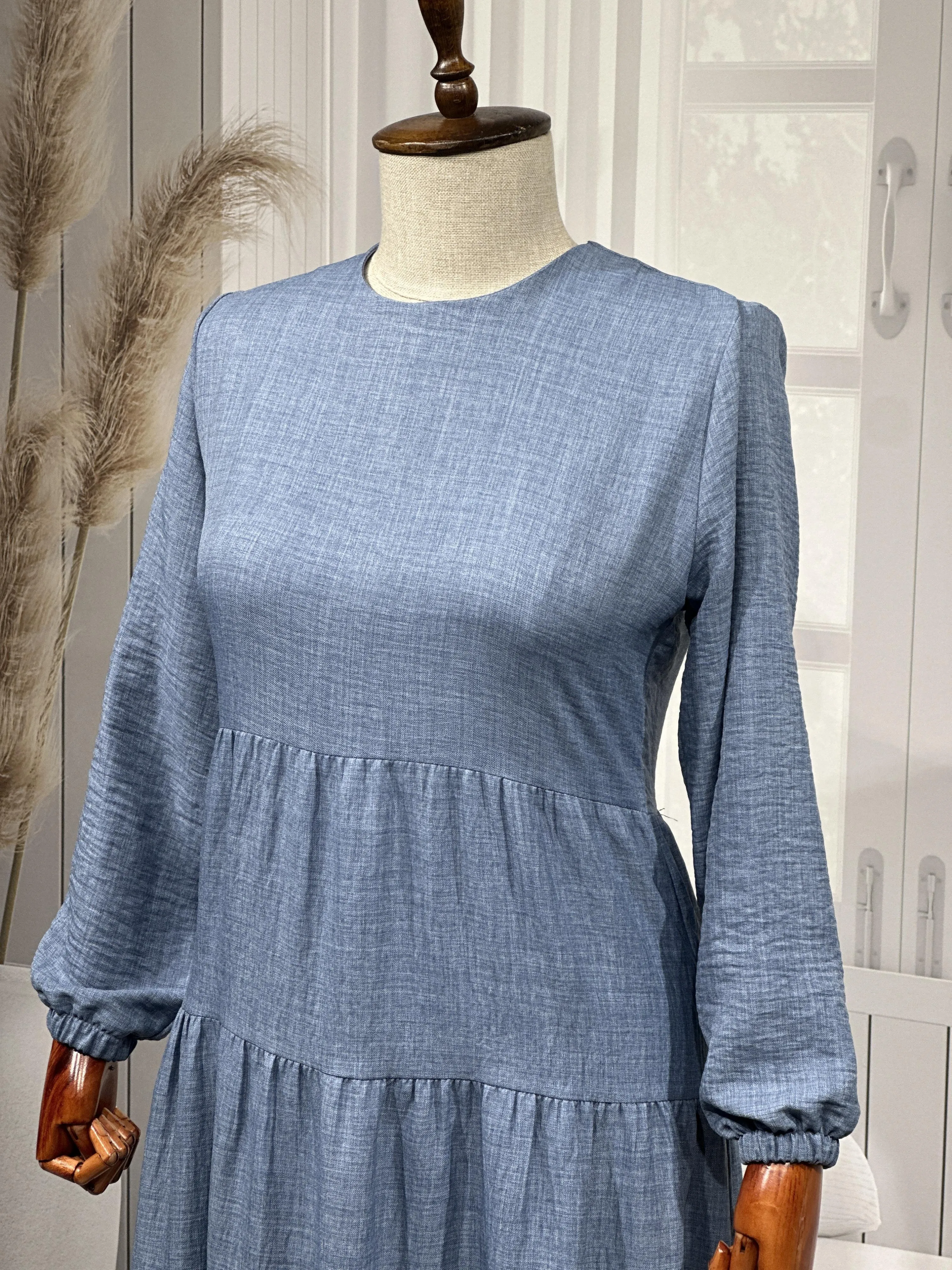 HESNA 8322 ELBİSE - KOT MAVİ - (Asorti: 3-5)