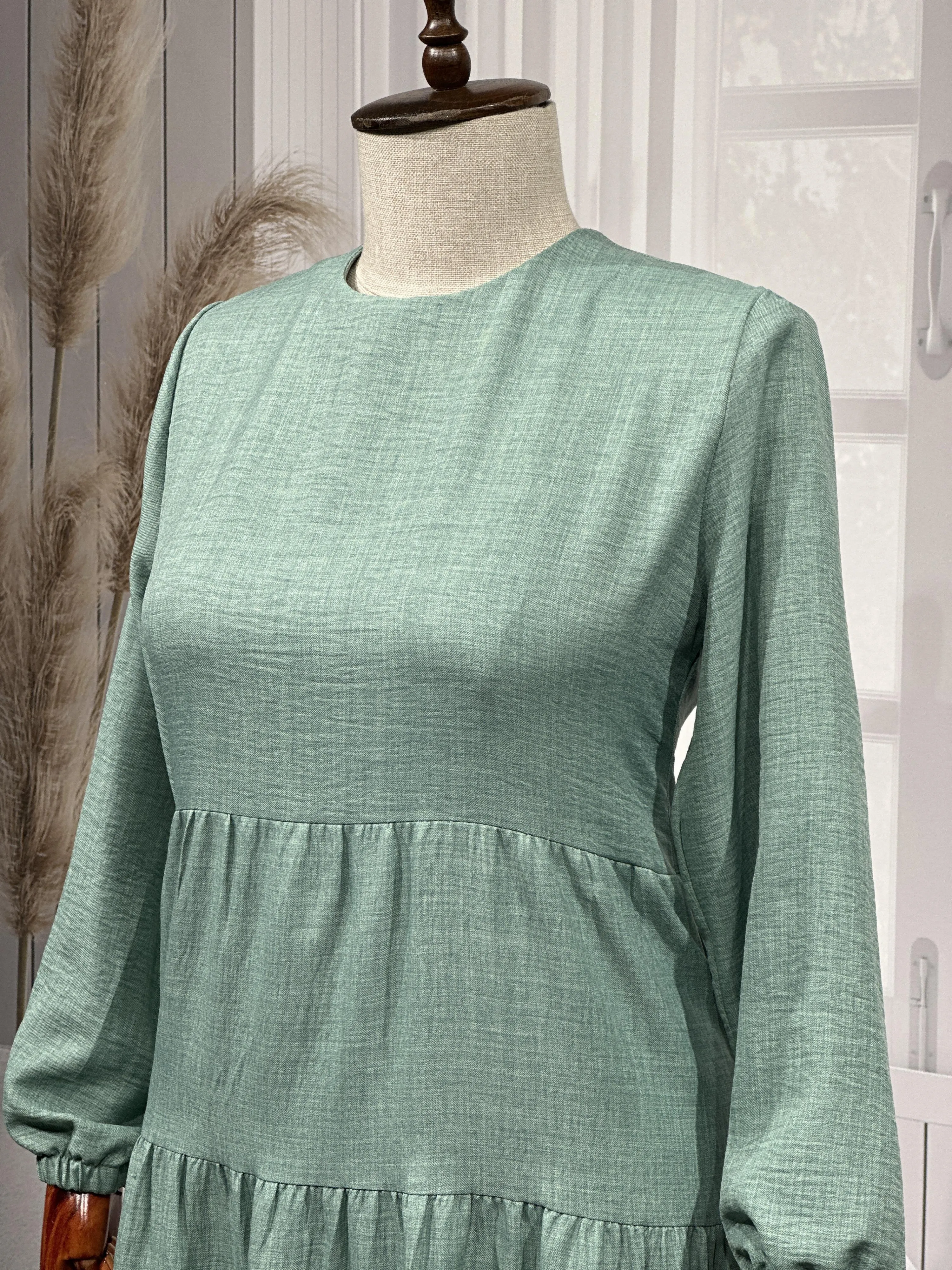 HESNA 8322 ELBİSE - MİNT - (Asorti: 3-5)