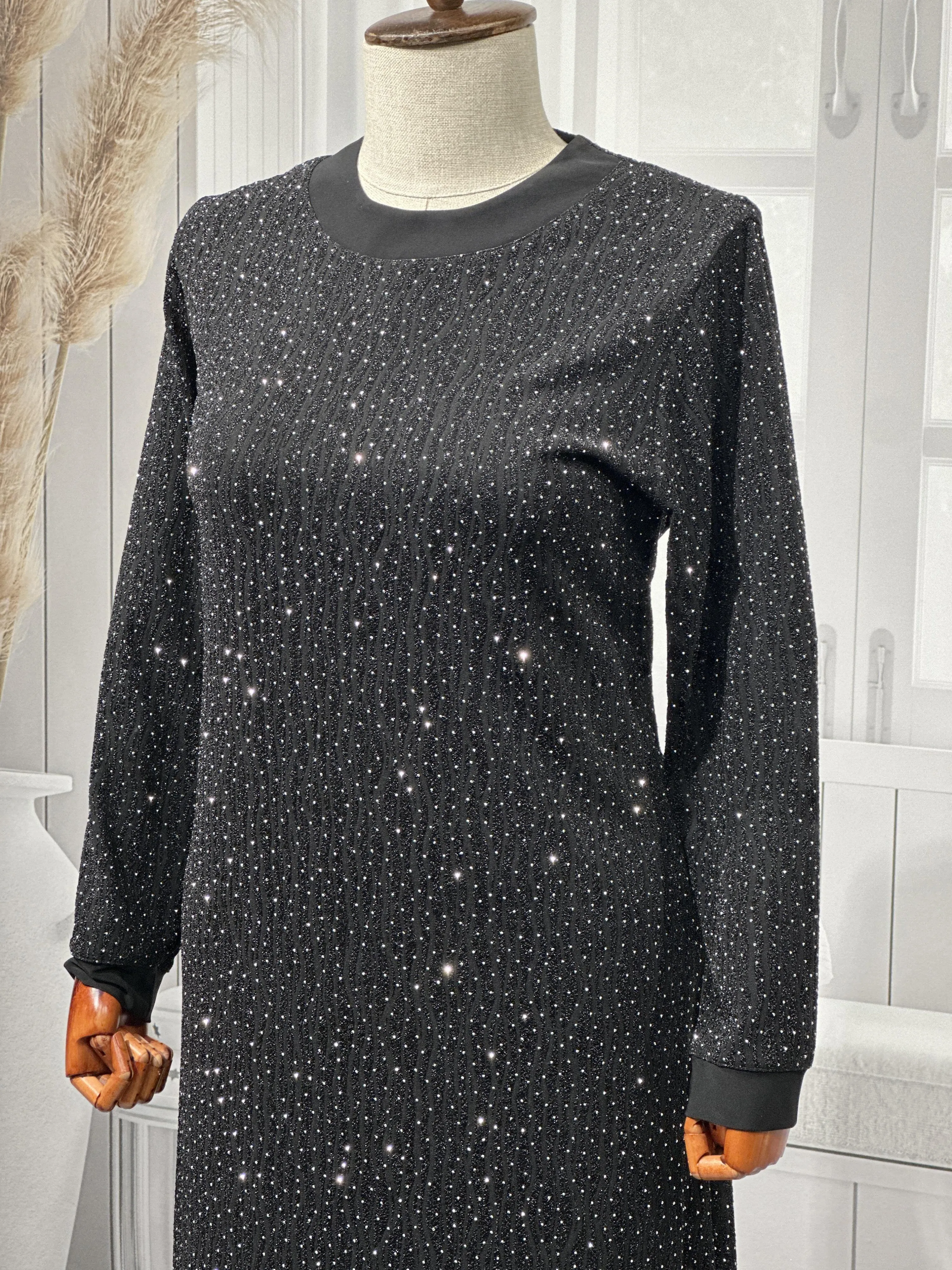 HESNA 8422 ELBİSE - SİYAH & GÜMÜŞ - (Asorti: 3-6)