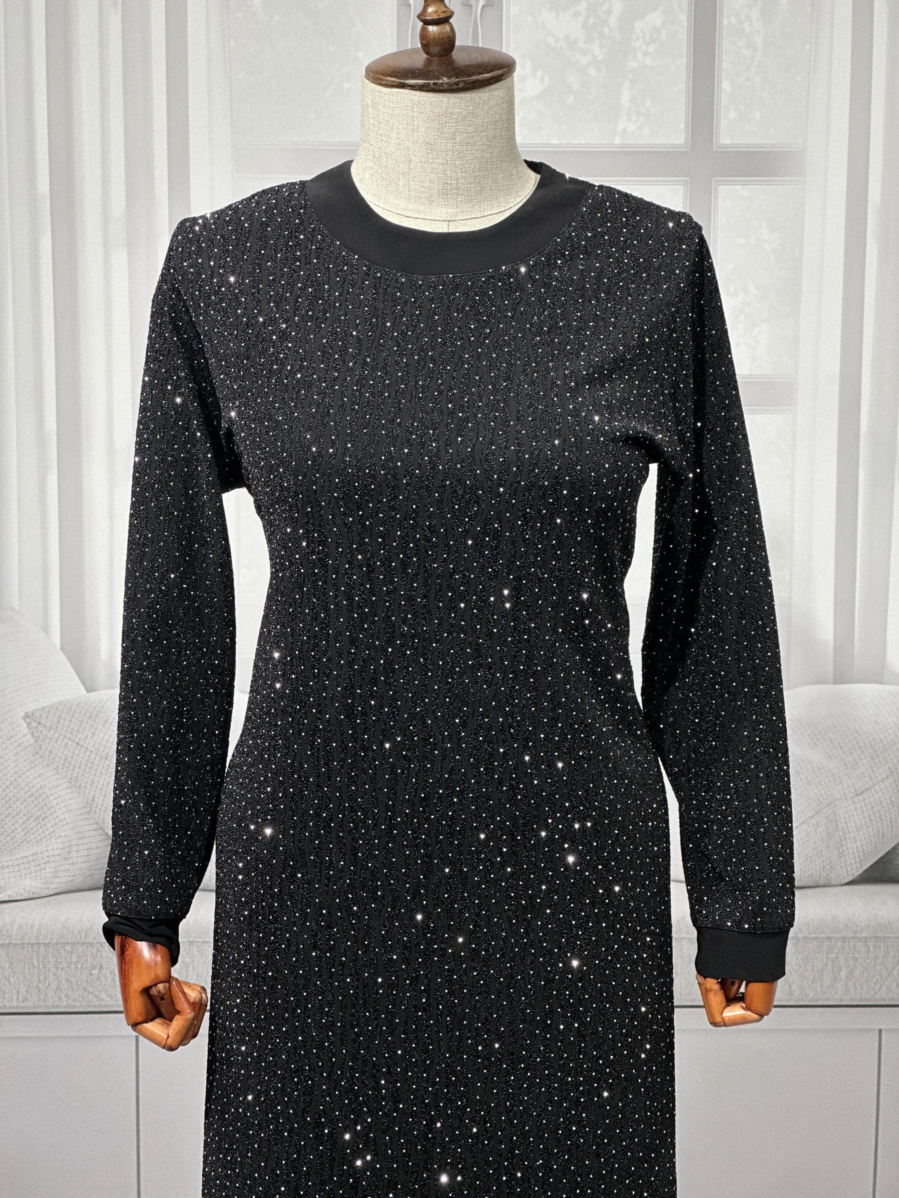 HESNA 8422 ELBİSE - SİYAH & GÜMÜŞ - (Asorti: 3-6)