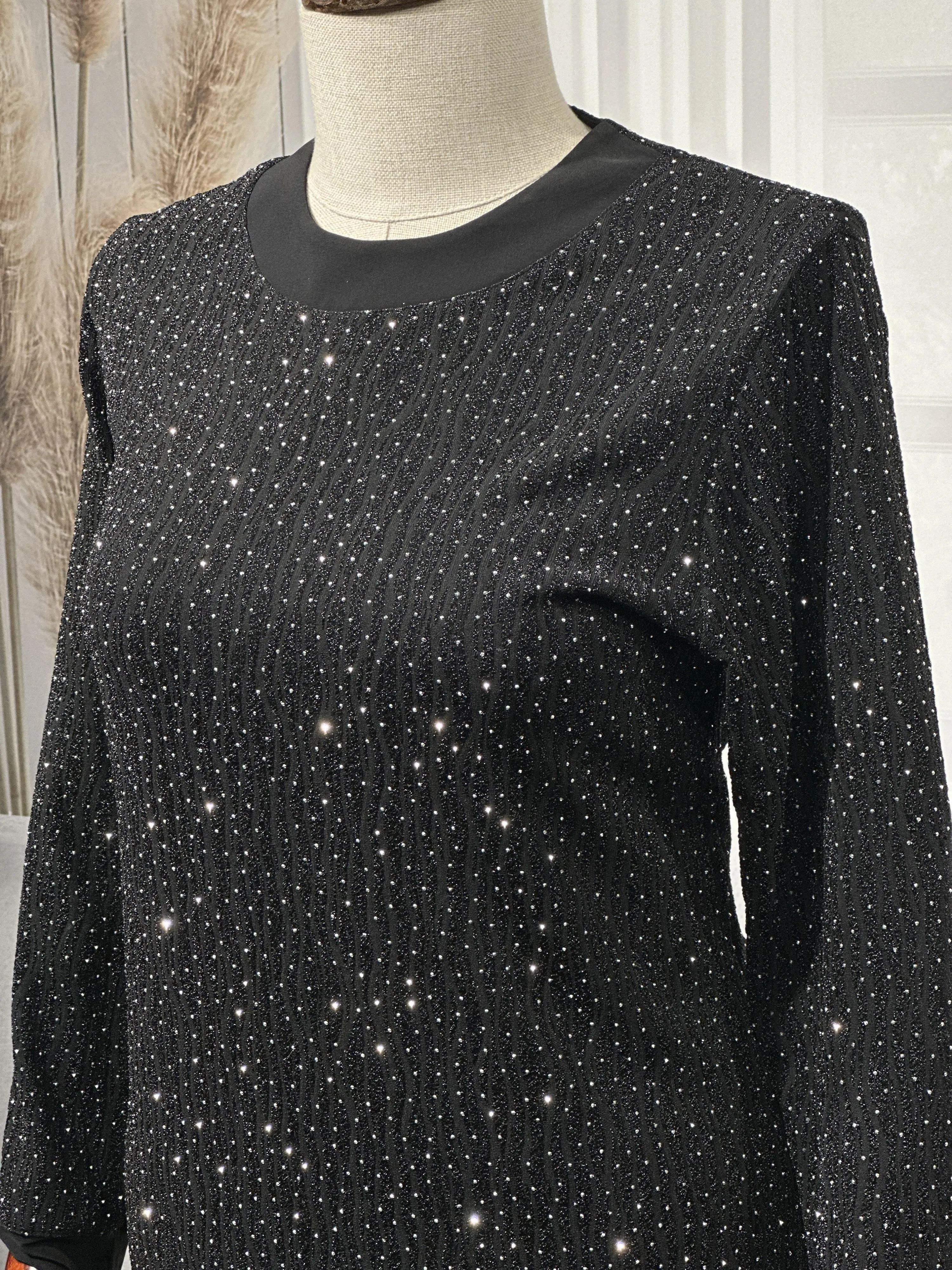 HESNA 8422 ELBİSE - SİYAH & GÜMÜŞ - (Asorti: 3-6)