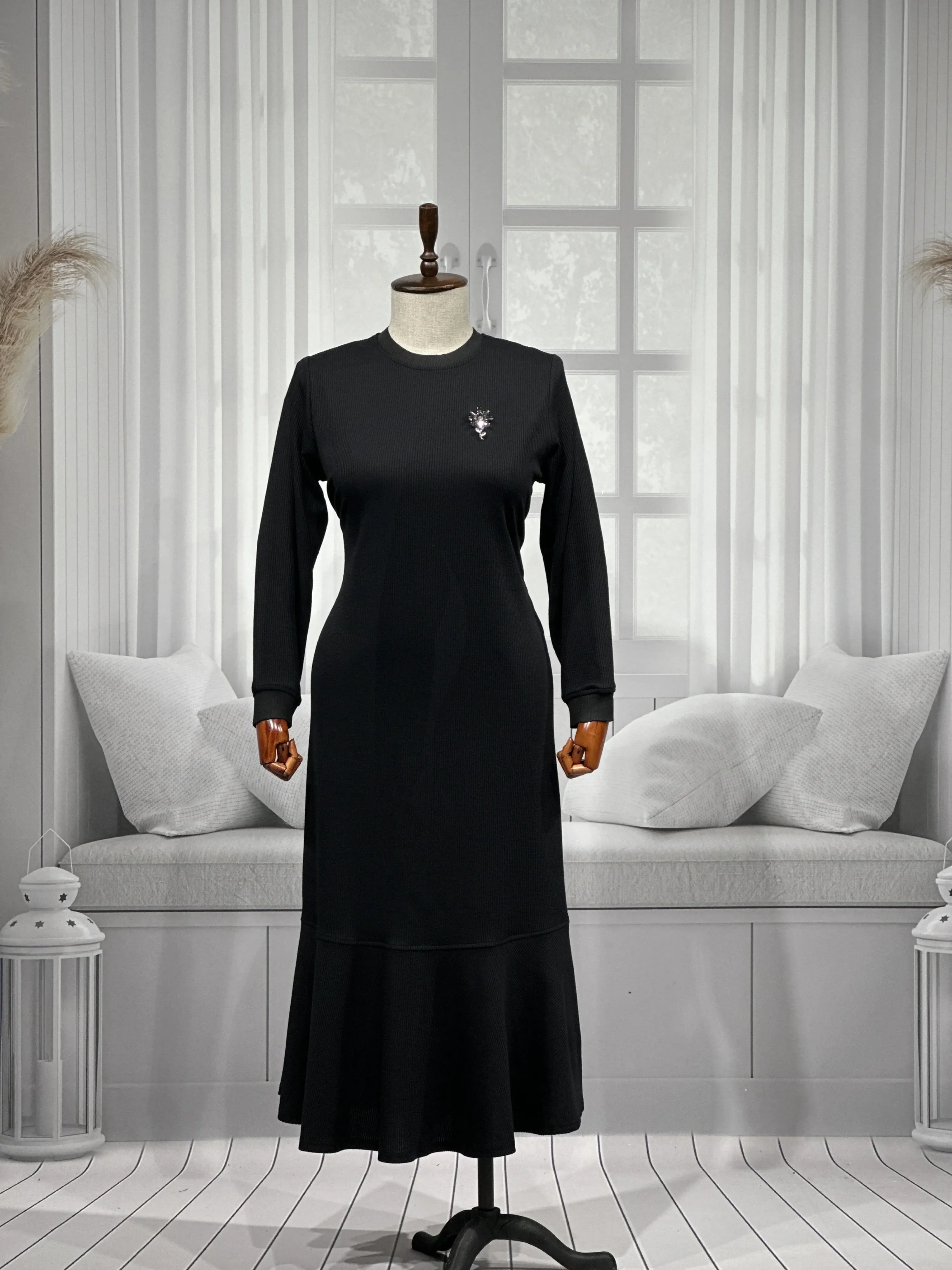 HESNA 8245 ELBİSE - SİYAH - (Asorti: 3-6)