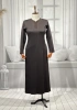 HESNA 8400 ELBİSE - KAHVE