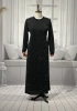 HESNA 8422 ELBİSE - SİYAH & GÜMÜŞ - (Asorti: 3-6)