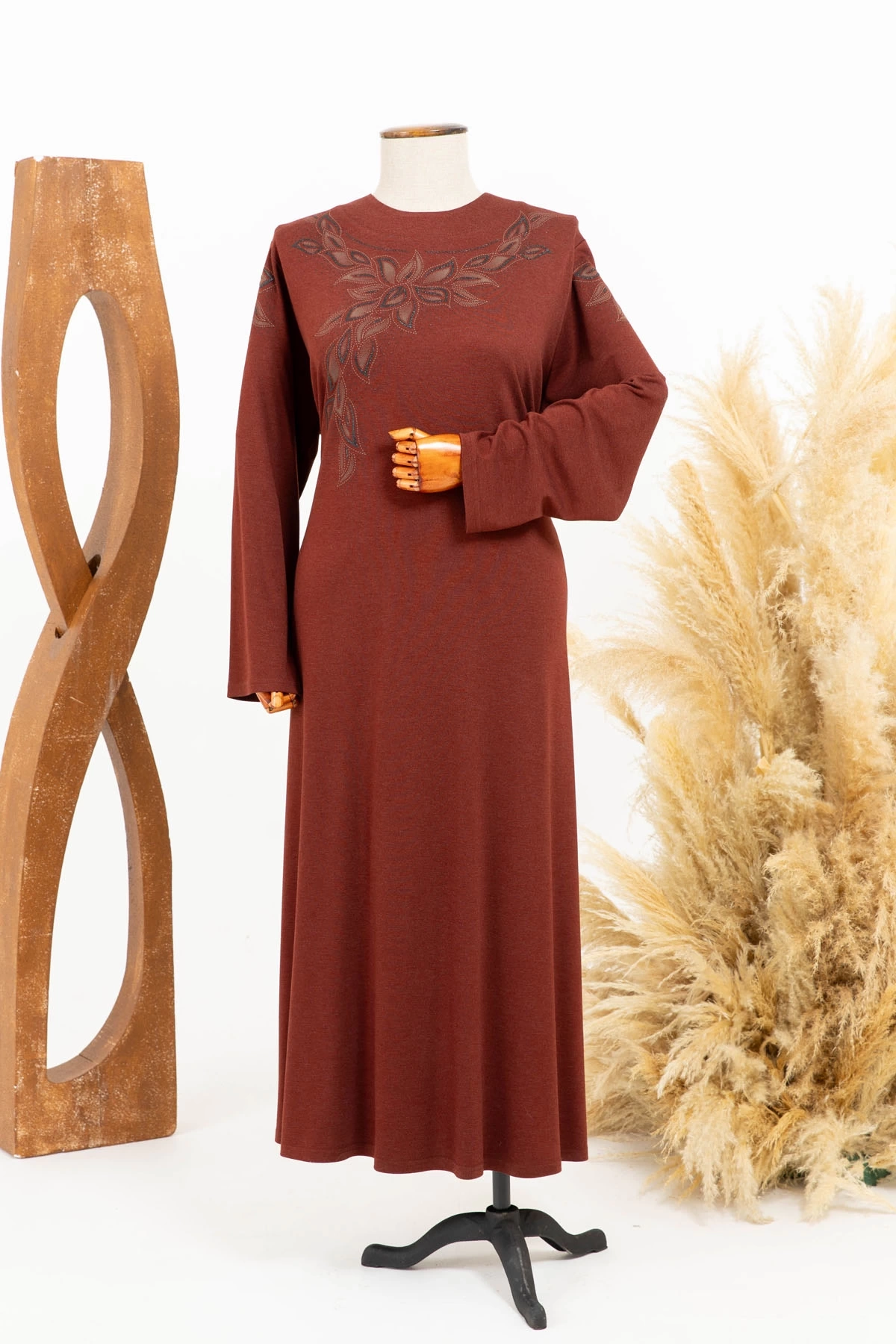 HESNA 8371 BASKILI BTT ELBİSE