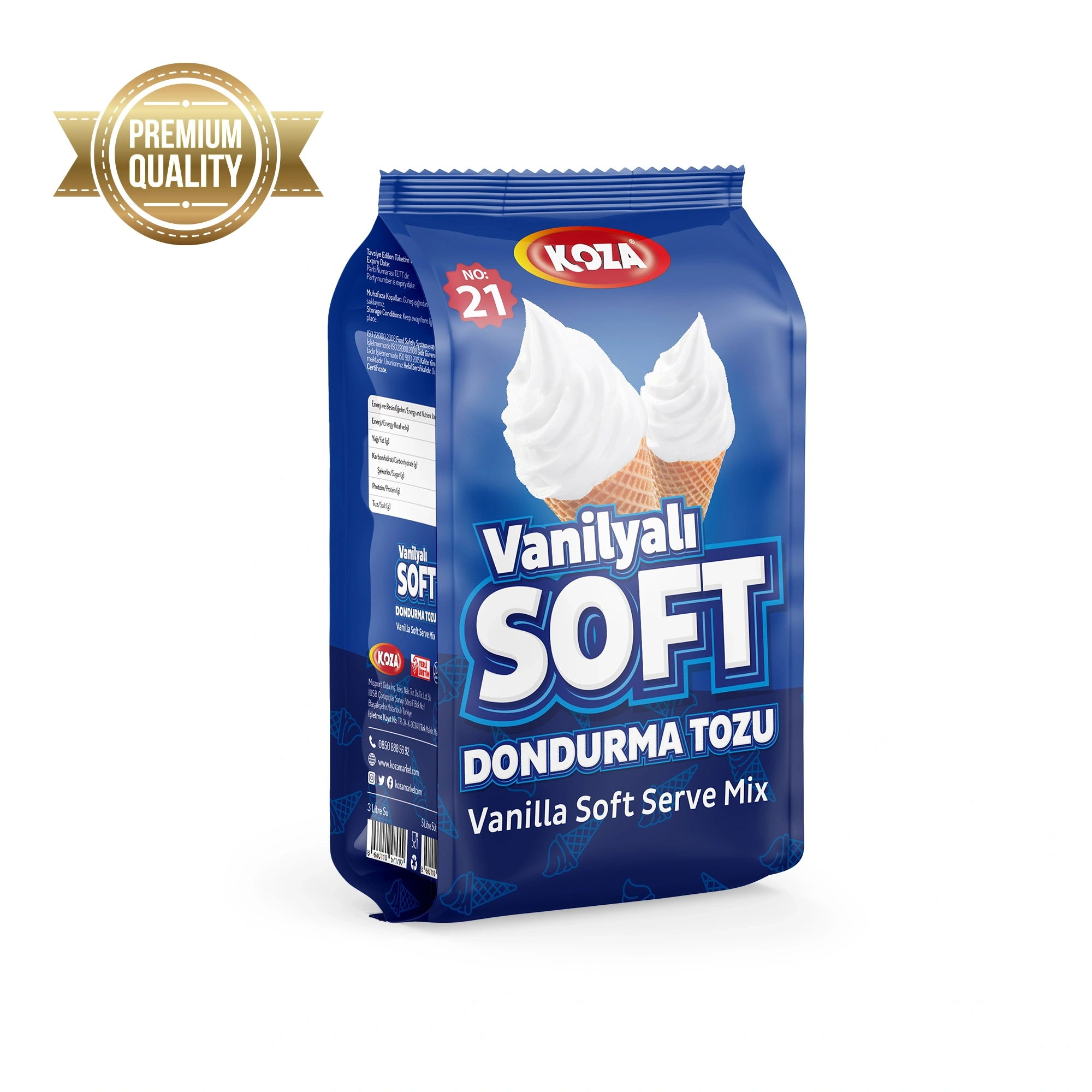 Premium Vanilyalı Soft Dondurma Tozu No: 21 (1125 gr/ 3 lt Su )