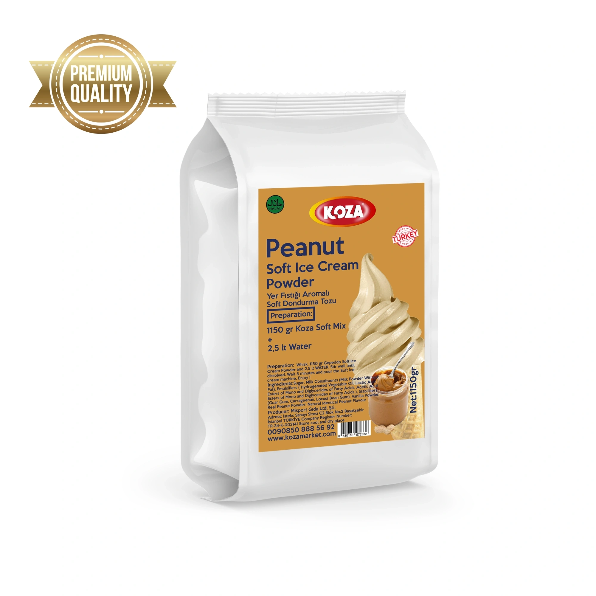 Premium Yer Fıstıklı Soft Dondurma Tozu (1125gr/3lt Su)
