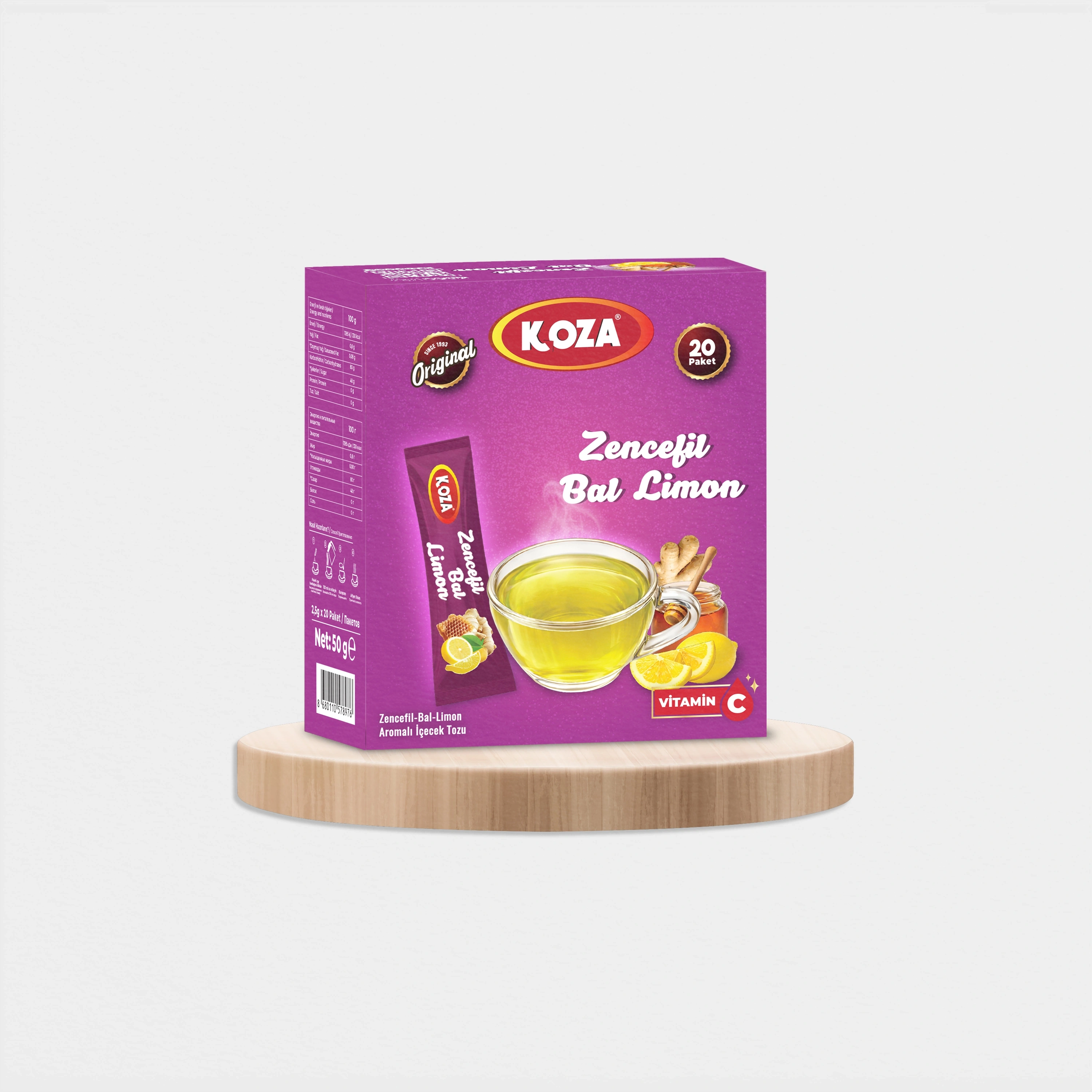 Tek İçimlik Zencefil Bal Limon Aromalı İçecek Tozu (20 Stick)