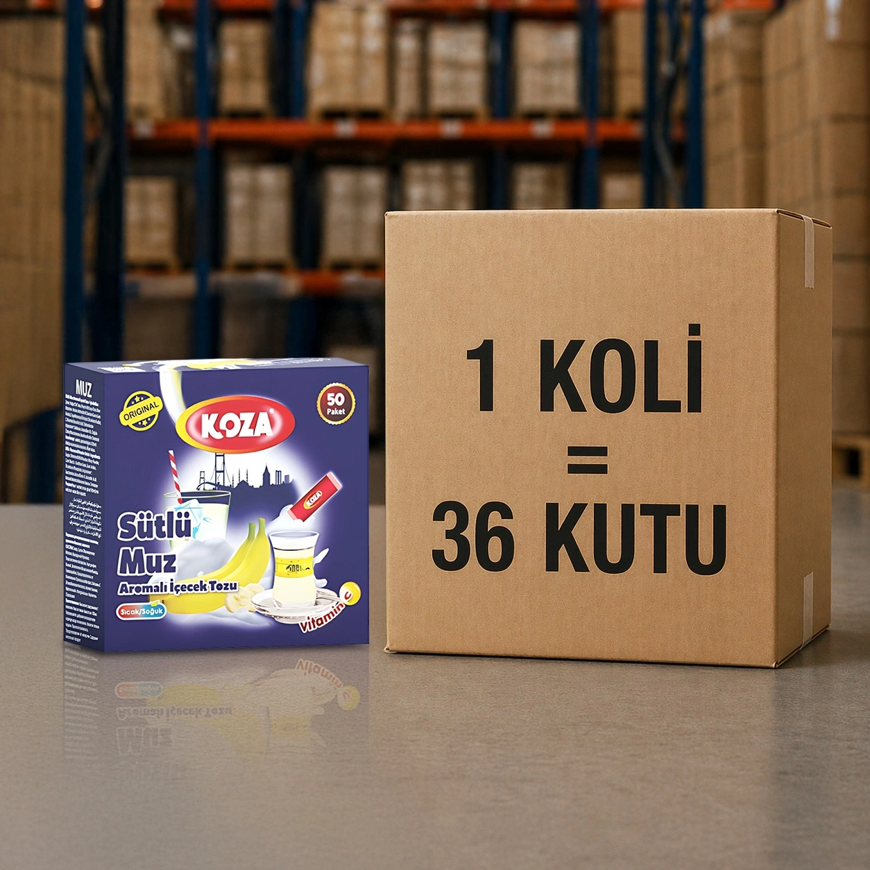 Tek İçimlik Muz Aromalı Toz İçecek Koli (36 Kutu)