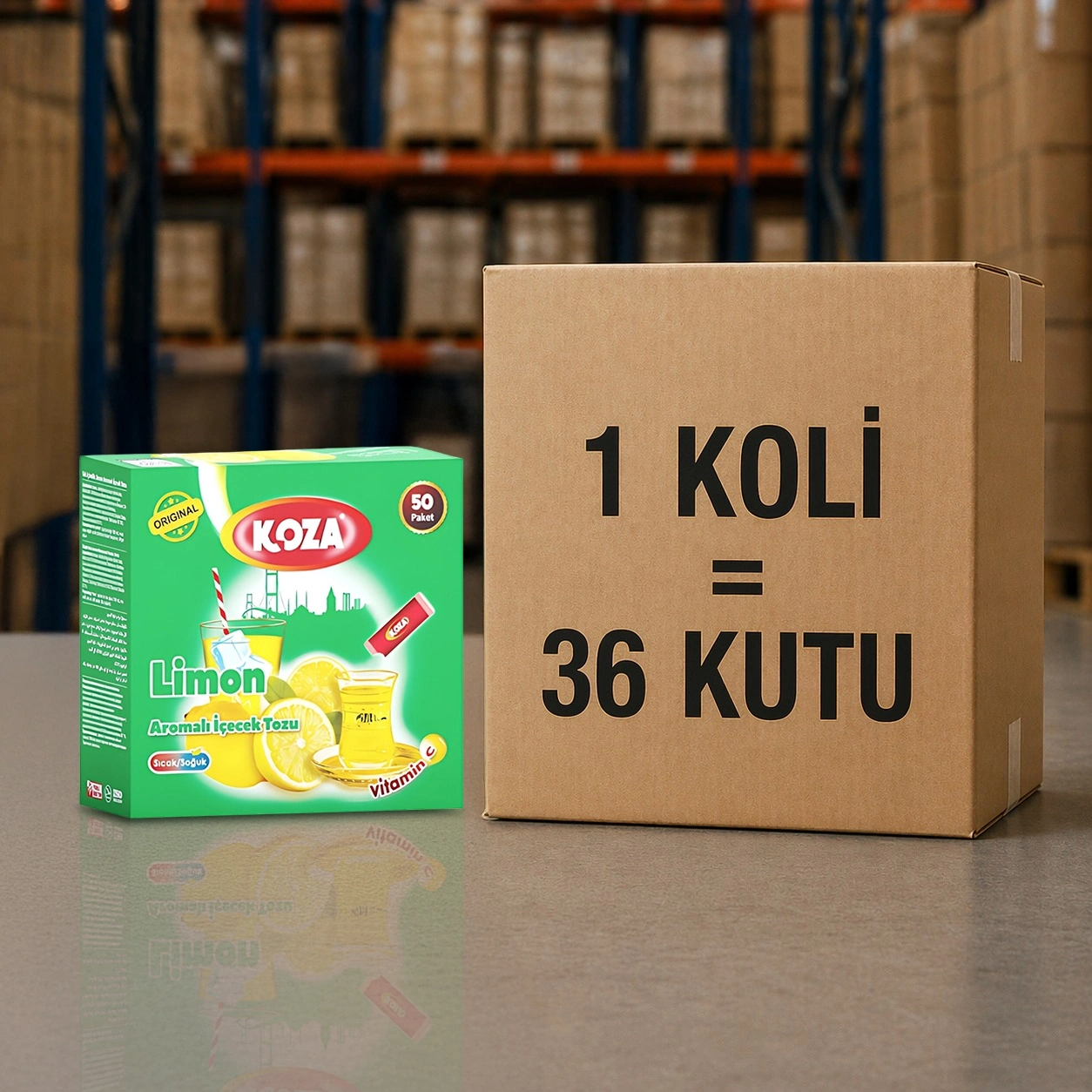 Tek İçimlik Limon Aromalı Toz İçecek Koli (36 Kutu)