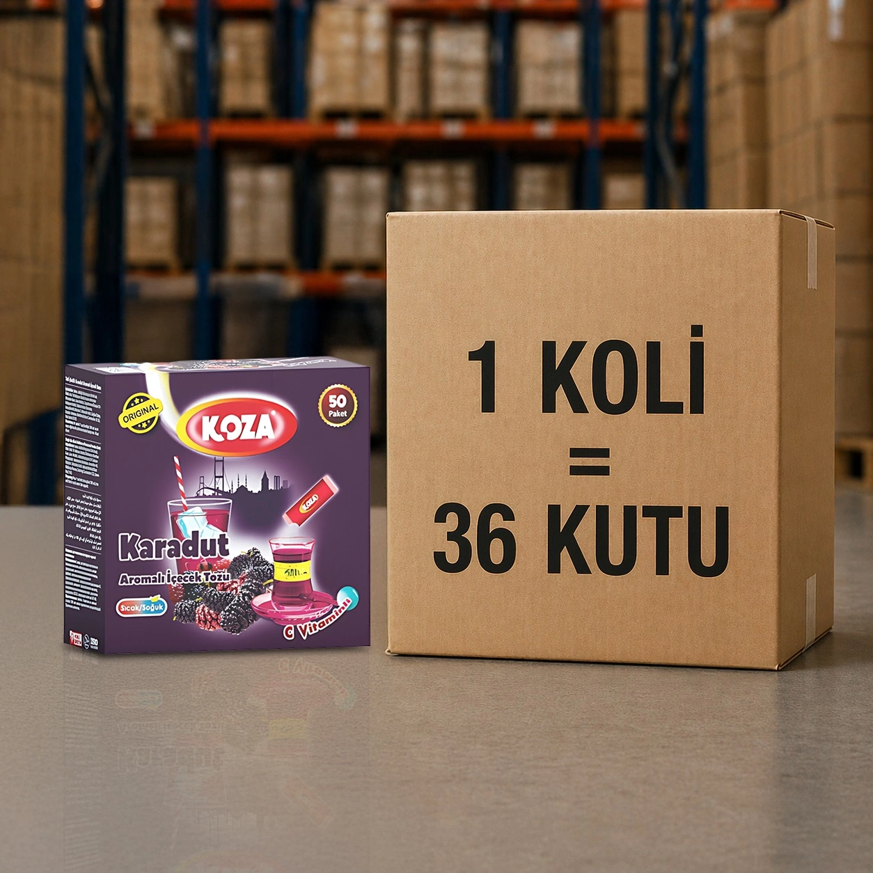 Tek İçimlik Karadut Aromalı Toz İçecek Koli (36 Kutu)