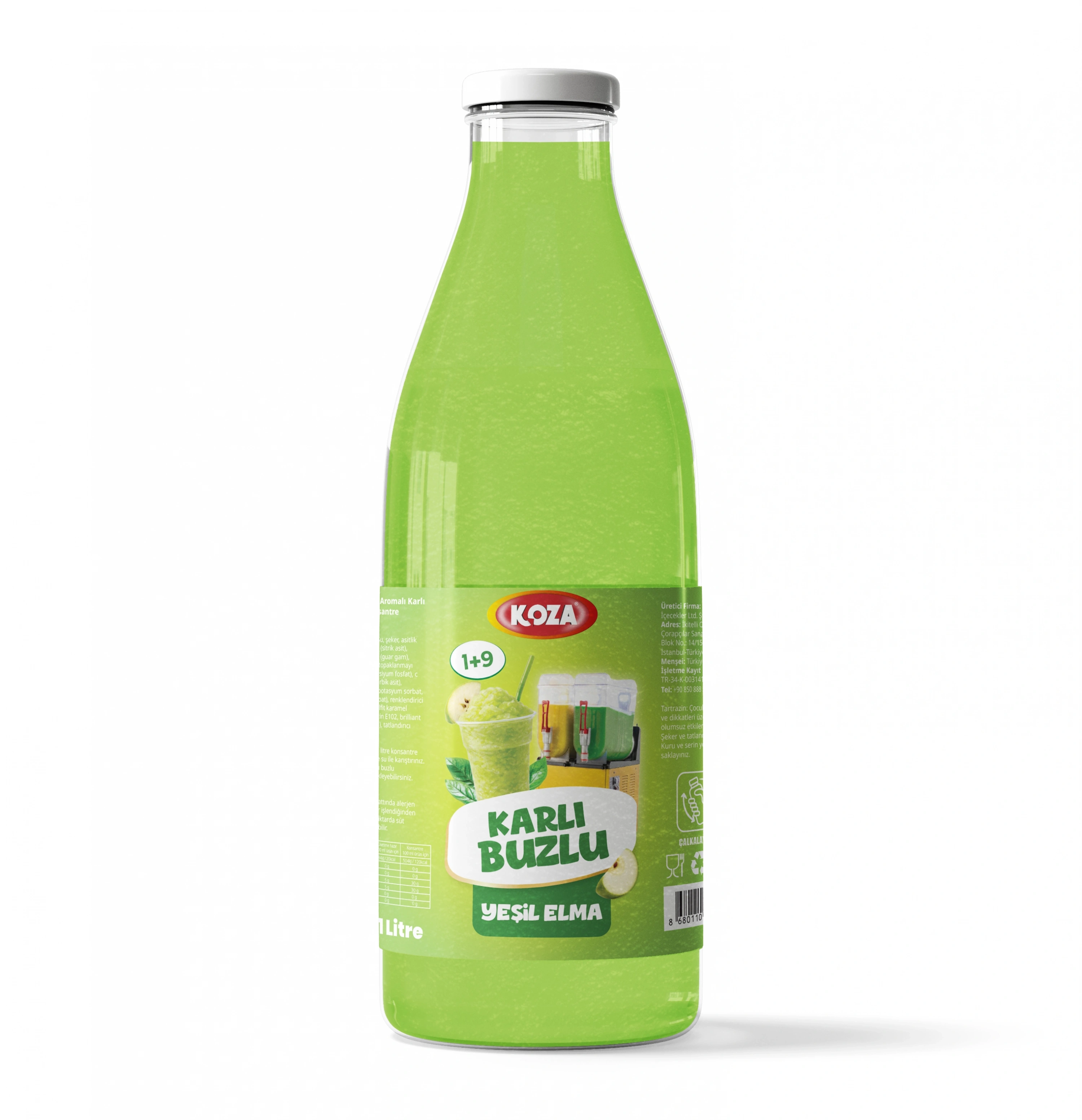 Yeşil Elma Aromalı Sıvı Karlı Buzlu (1+9)