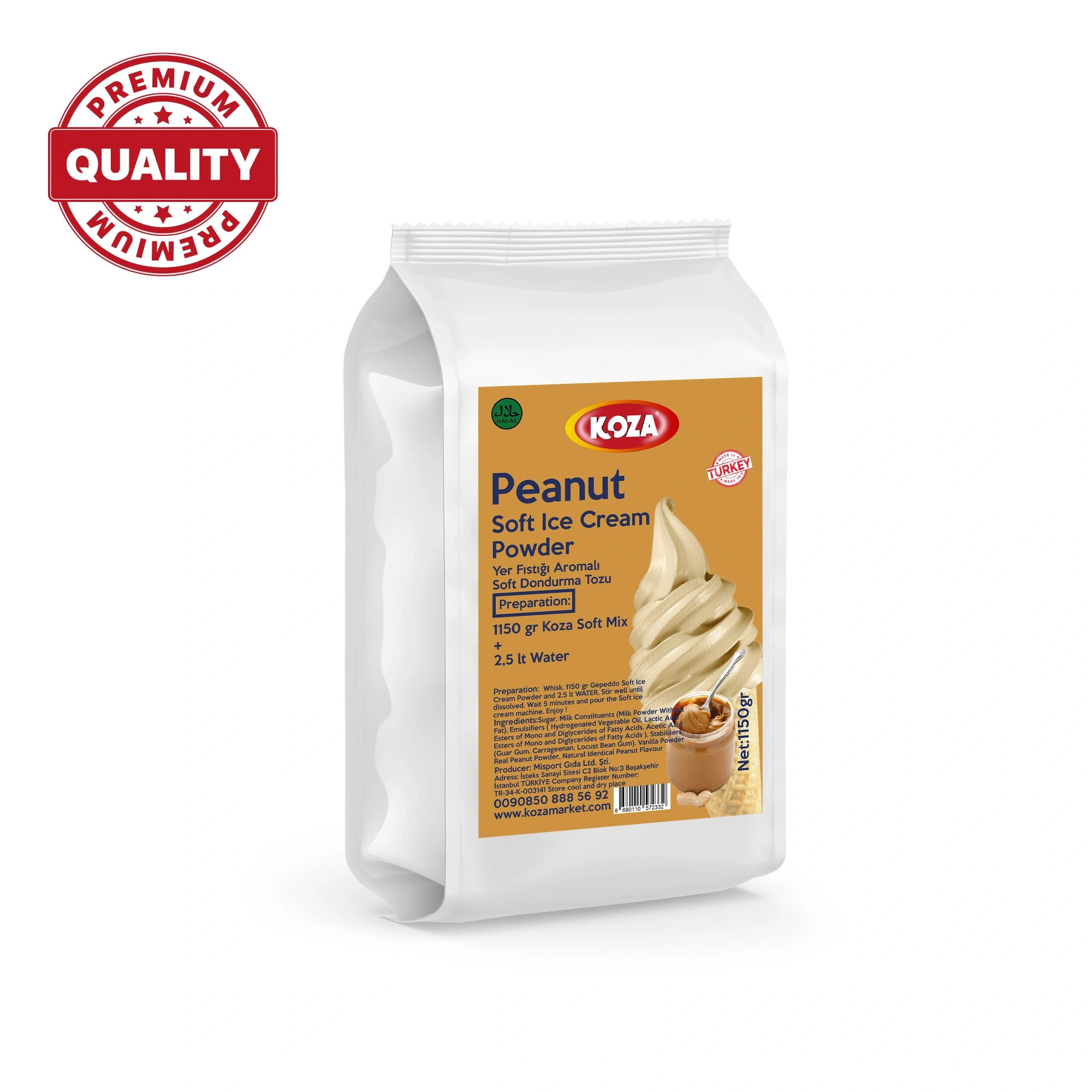 Premium Yer Fıstıklı Soft Dondurma Tozu (1125gr/3lt Su)
