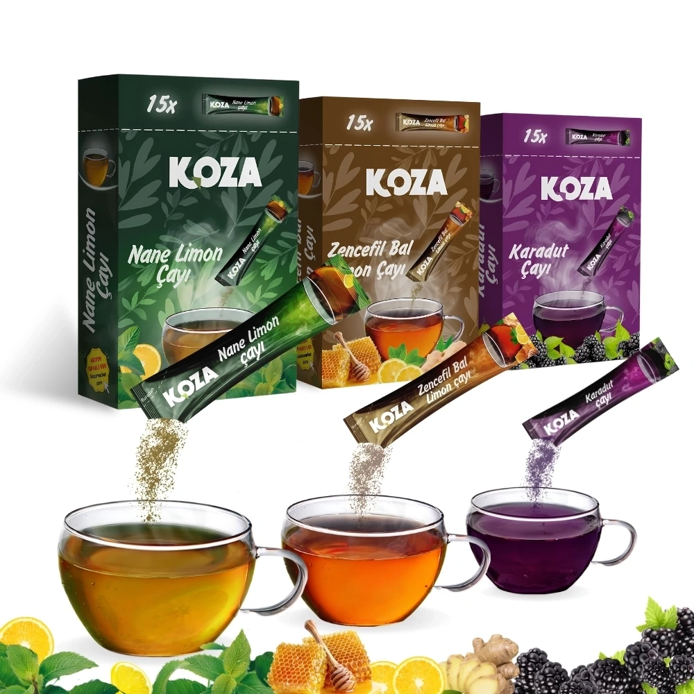 Tek İçimlik Nane Limon, Zencefil Bal Limon, Karadut Bitki Çayı 3Lü Tanışma Paketi